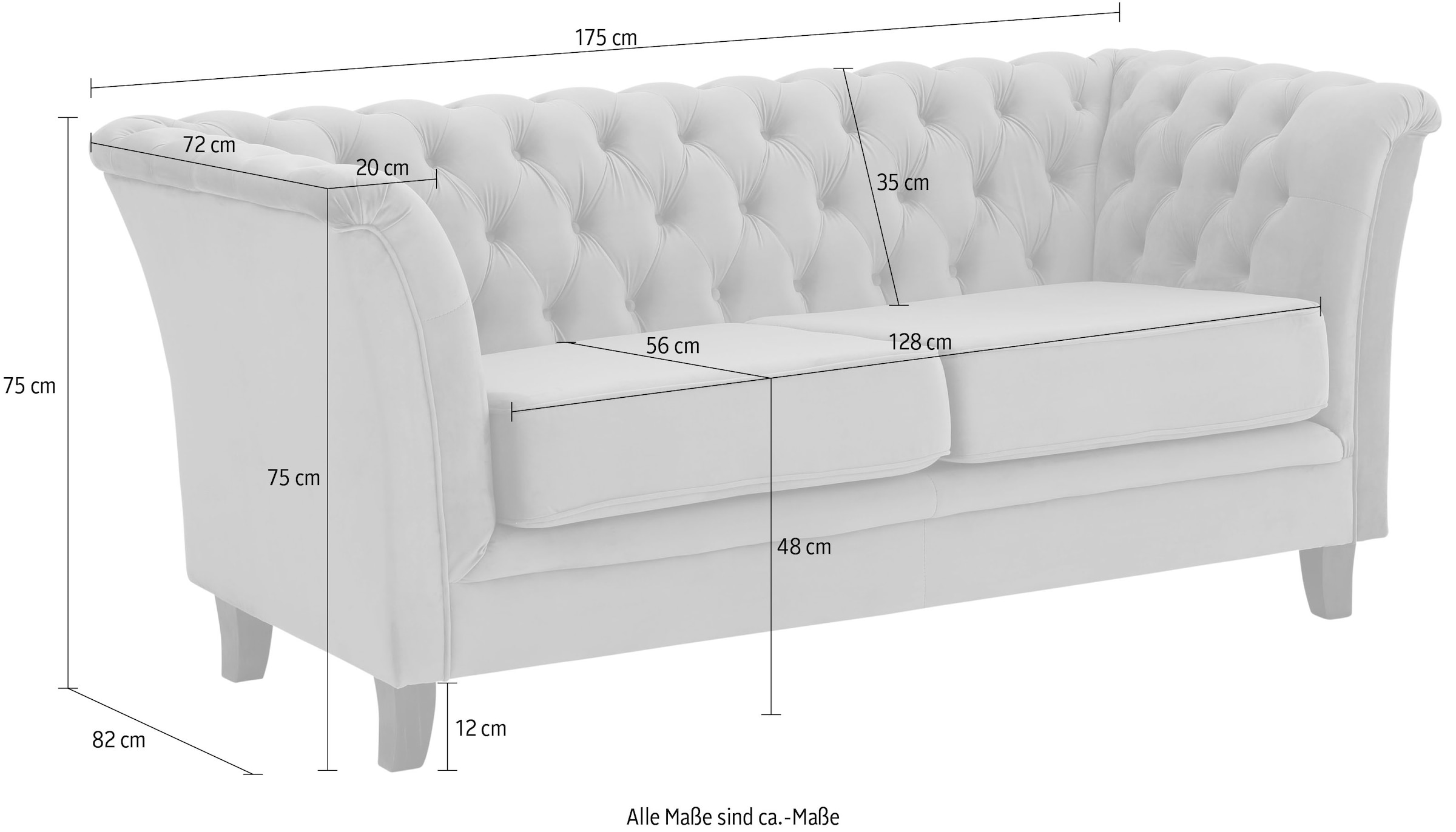 Home affaire Chesterfield-Sofa »Dover«, aufwändige Knopfheftung in Chesterfield-Optik