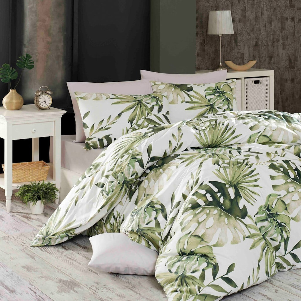 TRAUMSCHLAF Bettwäsche »Botanic in Gr. 135x200 oder 155x220 cm«, (2 tlg.), Bettwäsche aus Baumwolle, Bettwäsche mit natürlichem Design