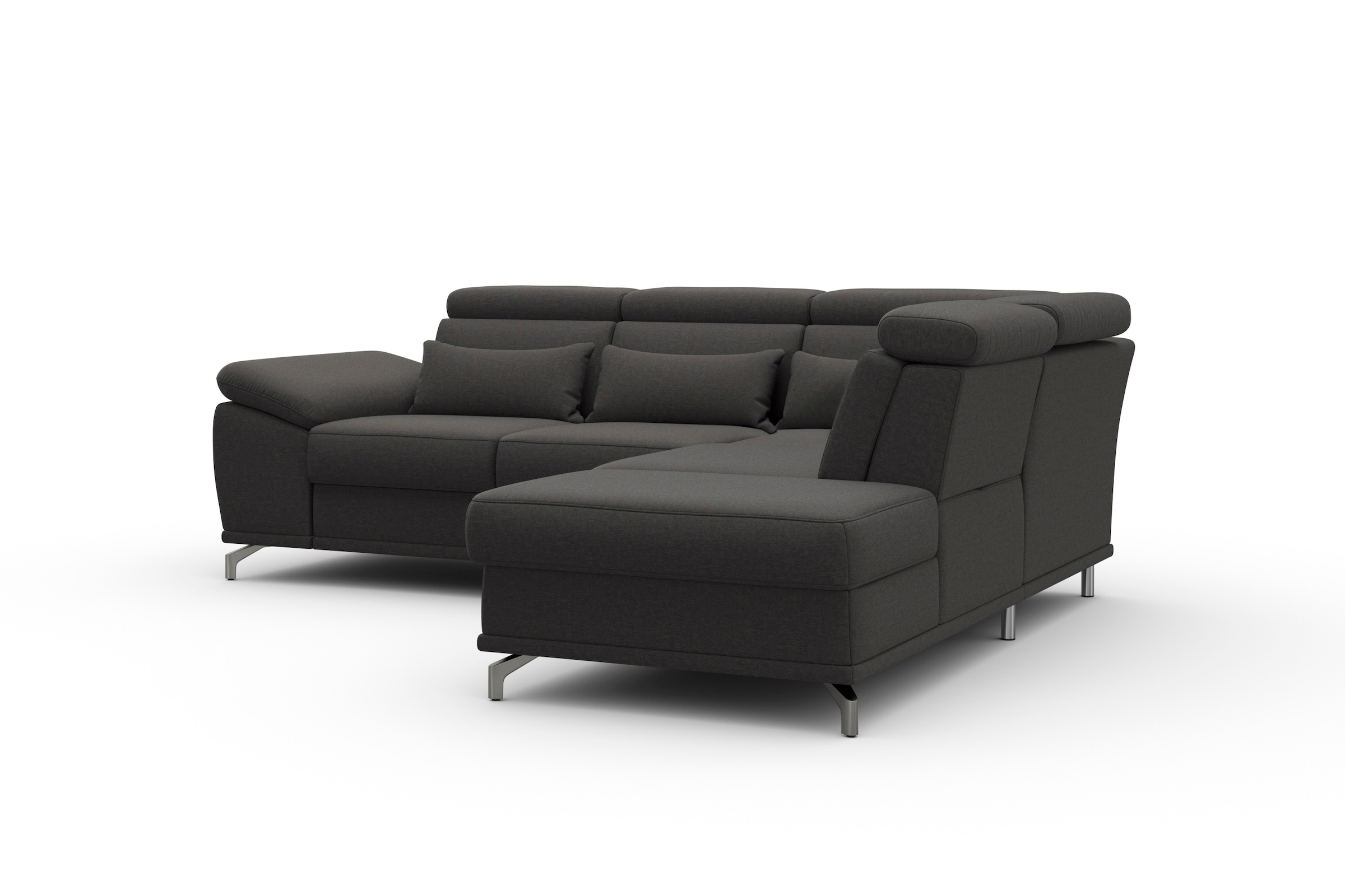 sit&more Ecksofa »Cabrio L-Form, B: 274 cm, mit Sitztiefen-, Arm- & Kopfteilverstellung«, 3 Nierenkissen, Federkern, optional Bettfunktion und Stauraum