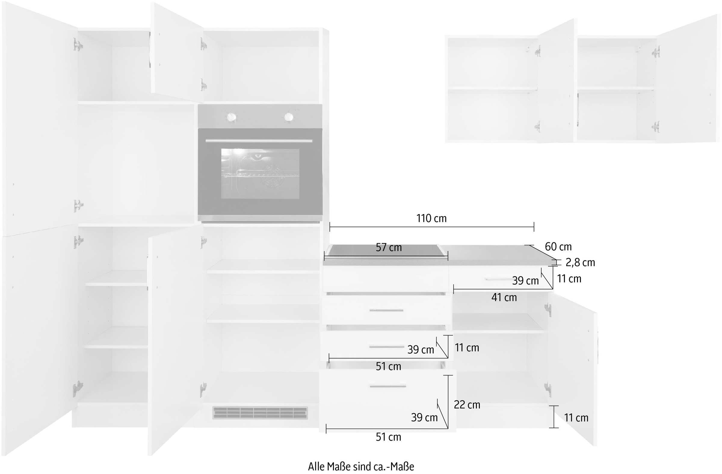 KOCHSTATION Küchenzeile »KS-Paris – Küchen mit einzigartigen Fotomotiven auf den Fronten« Stellbreite 290/220 cm, wahlweise mit E-Geräten und Induktion