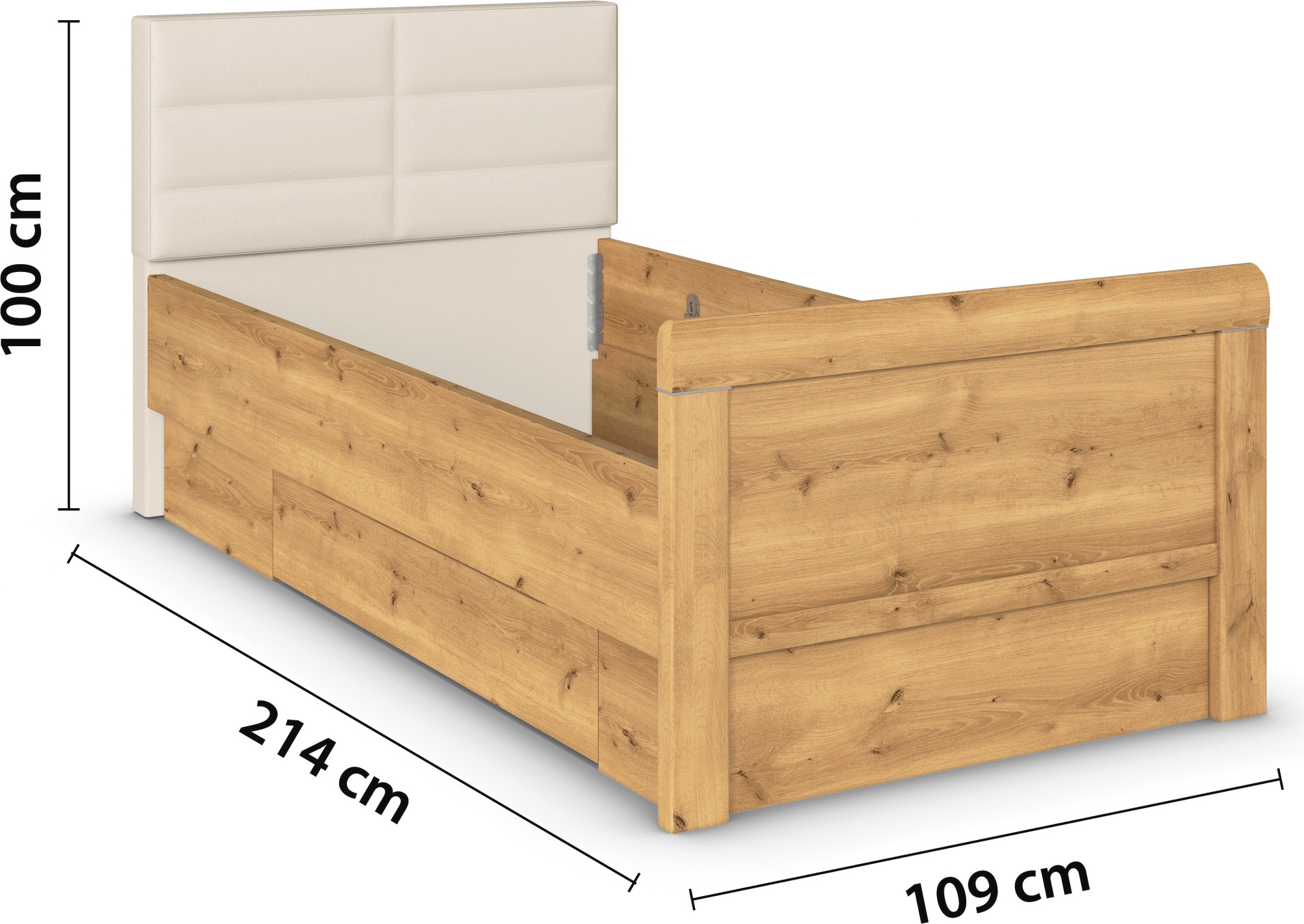 rauch Stauraumbett »Bett Einzelbett Stollenbett Bettkästen EVELYN«, in Komforthöhe mit Polsterkopfteil sowie Schubladen MADE IN GERMANY