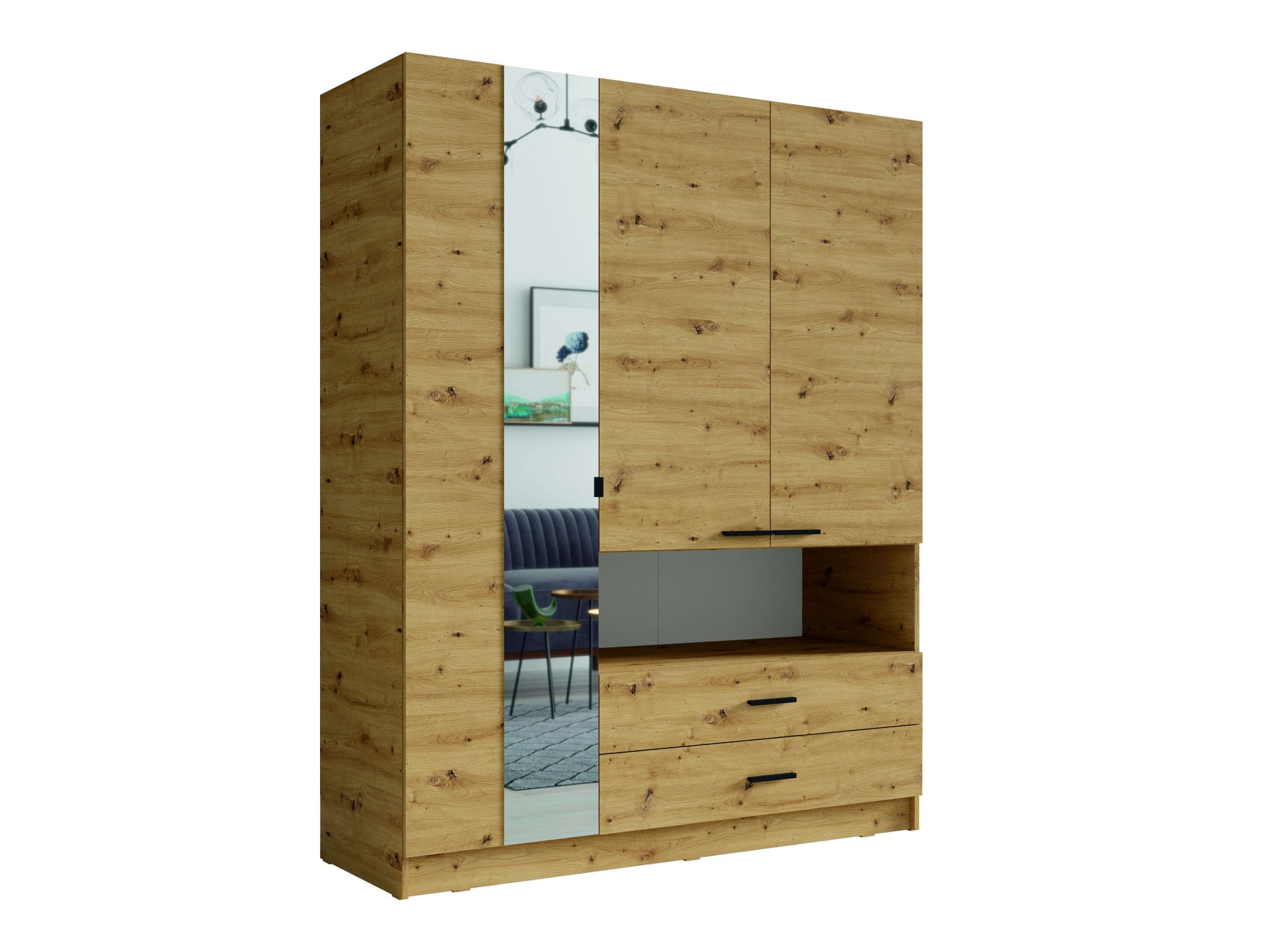Home affaire Kleiderschrank »LAREDO Wäscheschrank komplette Innenausstattung, Maße 158,3/200,5/55cm«, Garderobe mit offenem Fach, 3 Türen und 2 Schubladen, FSC