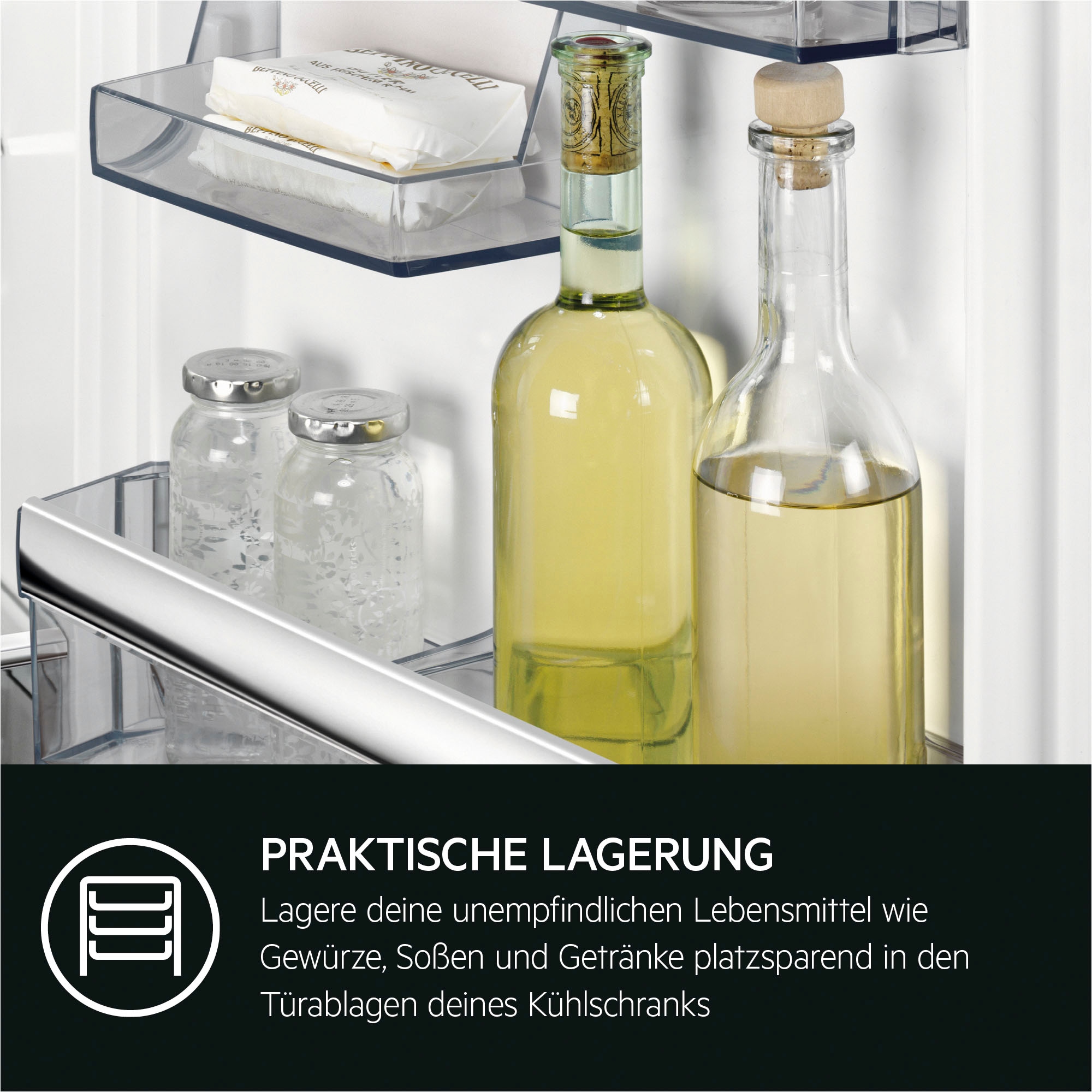 AEG Einbaukühlschrank Serie 6000 »TSK5O121ES«, 98 L, LowFrost-weniger Eisbildung, Temperaturalarm, Festtür