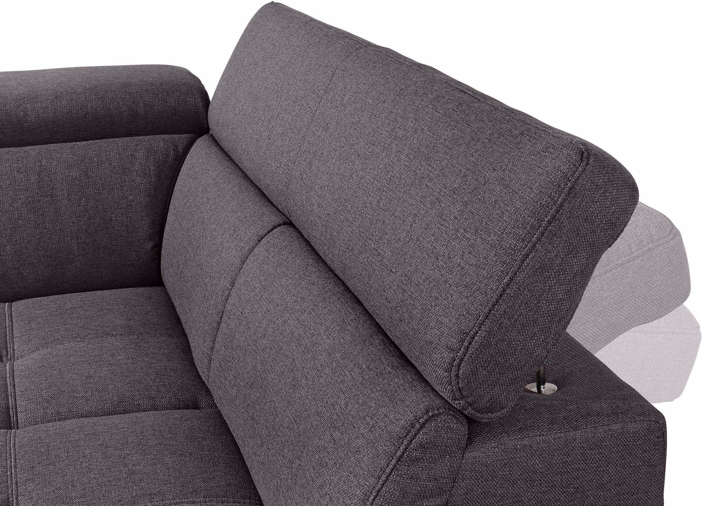 COTTA Polstergarnitur »Speedway«, (Set), Set bestehend aus: Wohnlandschaft mit Kopfteilverstellung & Hocker