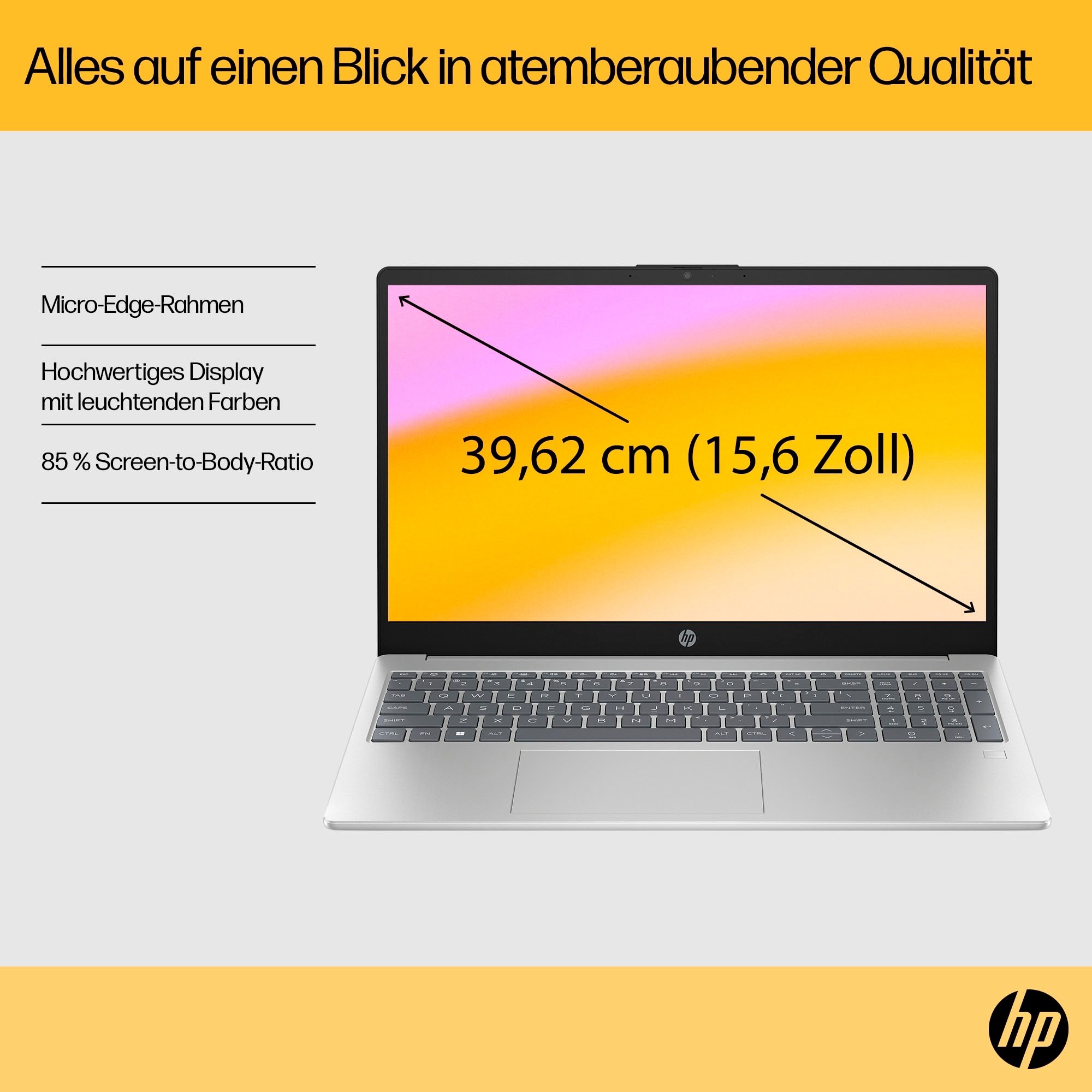 HP Notebook »15-fc0230ng«, 39,6 cm, / 15,6 Zoll, AMD, Ryzen 3, Radeon Graphics, 512 GB SSD