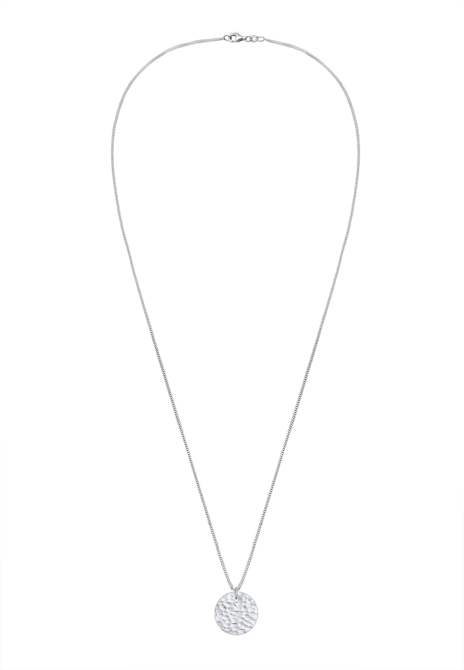 Elli Lange Kette »Halskette Plättchen Kreis Rund Gehämmert 925 Silber«