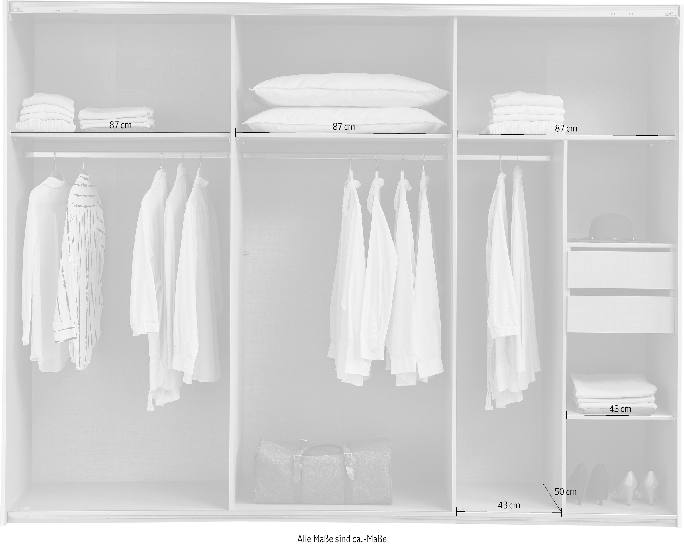 Wimex Schwebetürenschrank »Jork Kleiderschrank mit Spiegel, schwarze Metallgriffe«, Schrank in verschiedenen Größen und Innenausstattungsvarianten