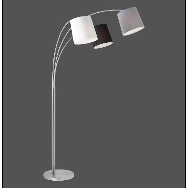 Leuchten Direkt Stehlampe »MELVIN«, 3 flammig-flammig, weiß, grau, schwarz,  Kippschalter an der Stehleuchte, Metall u. Stoff online kaufen | mit 3  Jahren XXL Garantie