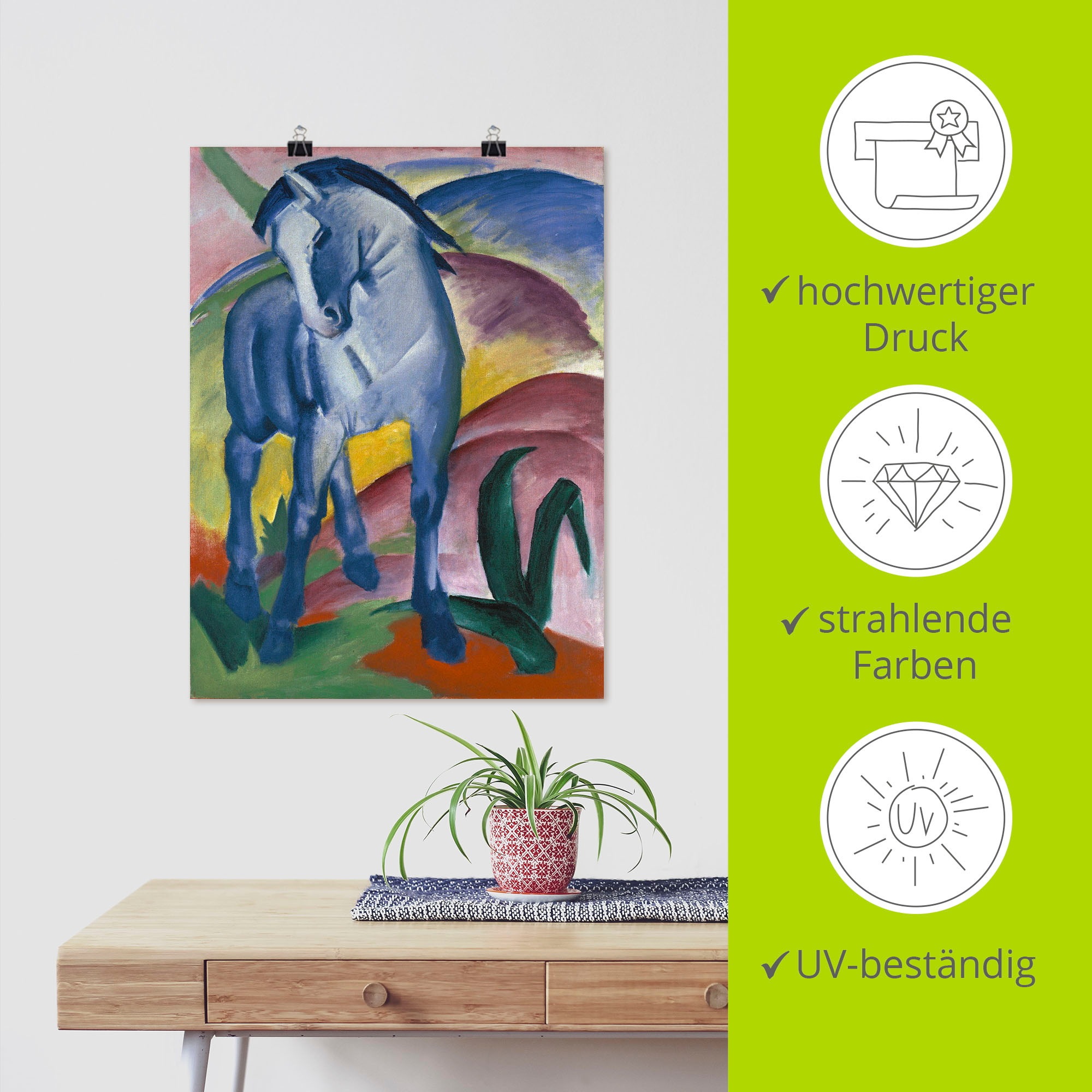 Artland »Blaues Pferd I. 1911.« Haustiere 1 Stk. tlg. als Leinwandbild, Poster in verschied. Größen