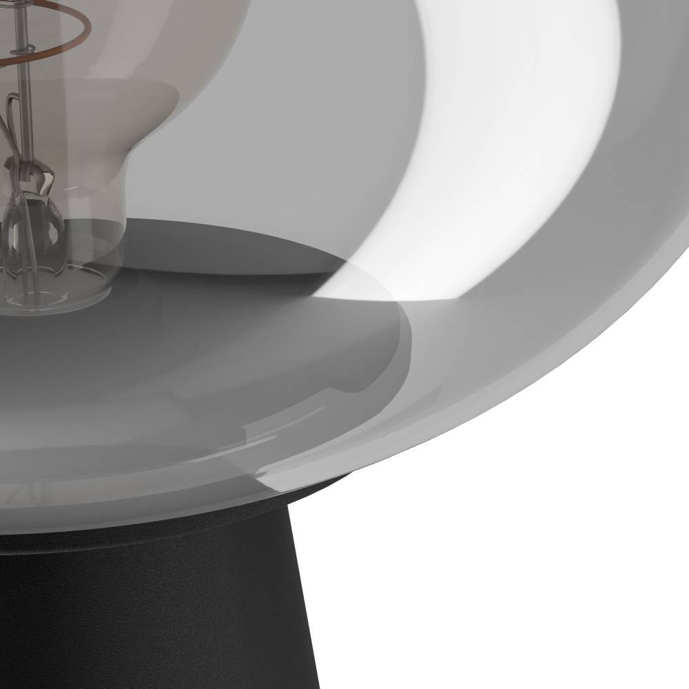 EGLO Tischleuchte »MADONNINA«, 1 flammig, Leuchtmittel E27 | ohne Leuchtmittel, Tischlampe, Metall in Schwarz, Glas in Grau-transparent, E27, 32,5 cm