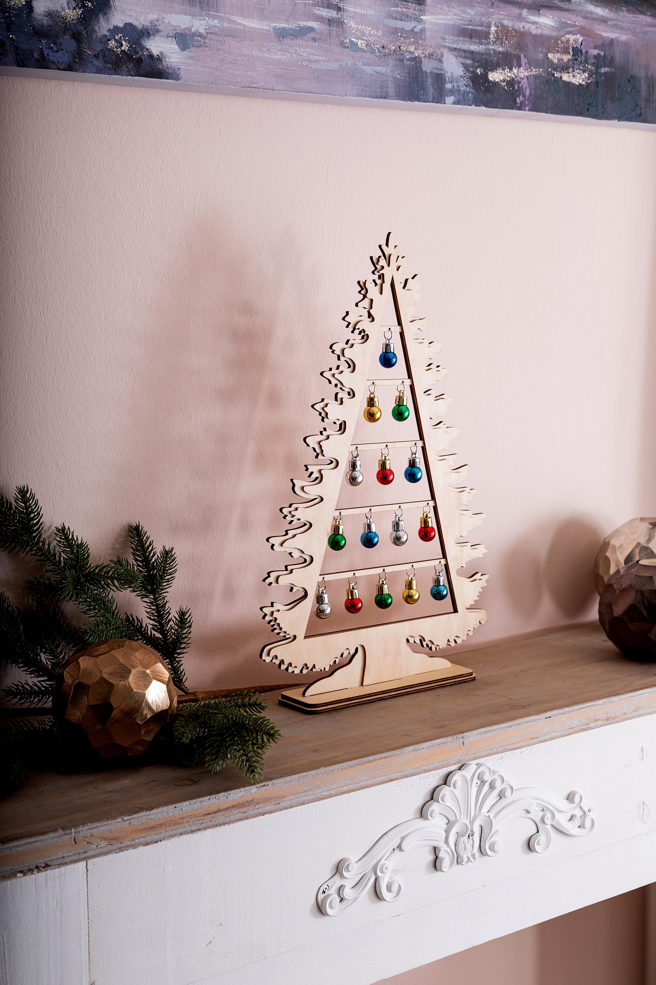 Myflair Möbel & geschmückt Höhe auf cm »Weihnachtsdeko«, 45 Holz, Accessoires ca. aus Dekobaum Raten kaufen mit Weihnachtskugeln