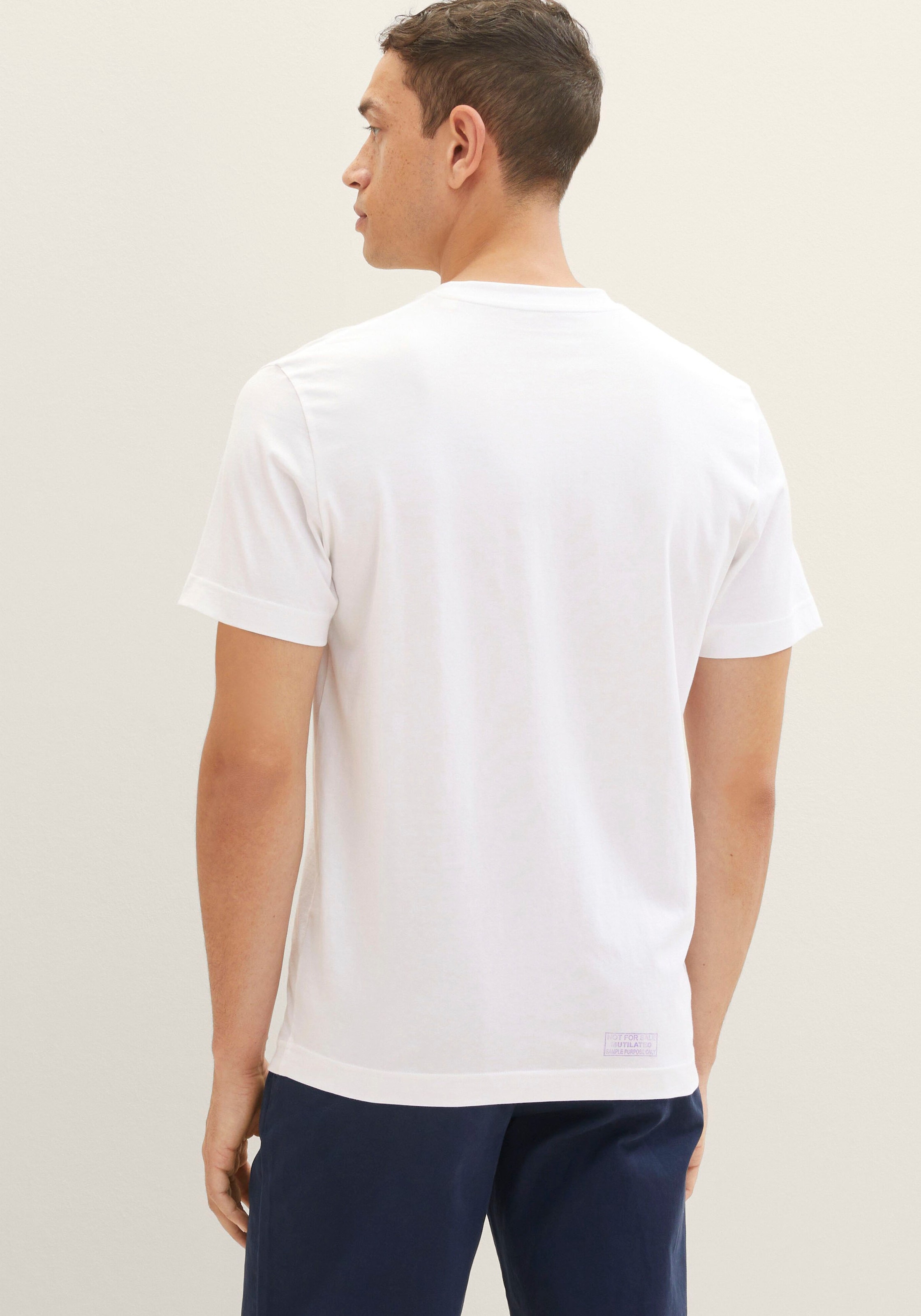TOM TAILOR T-Shirt, (Packung, 2 tlg.), 1x mit großem Print 1x mit kleinem Logo auf der Brust