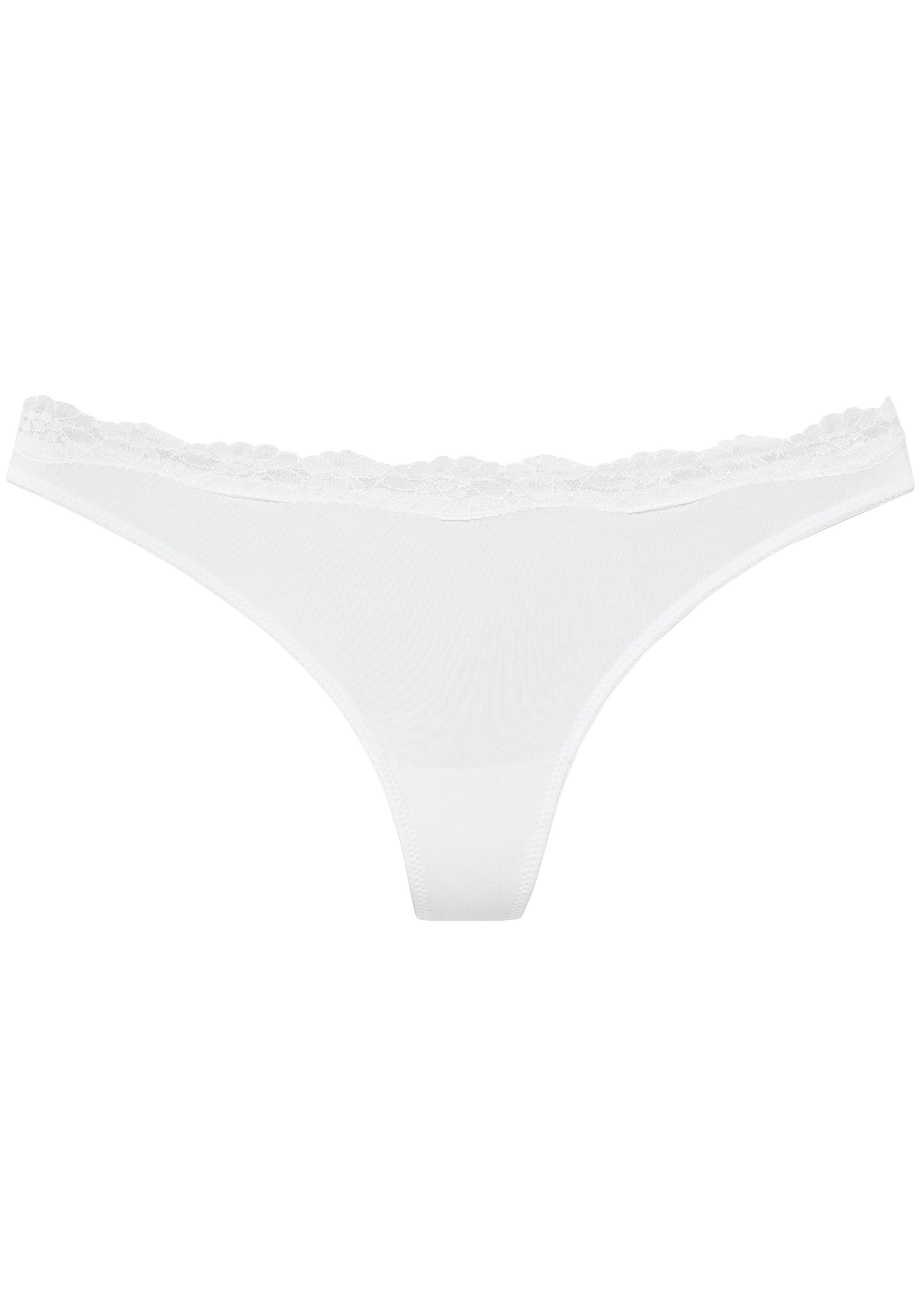 LASCANA String 3er-Pack,  aus elastischer Baumwolle mit zarter Spitze