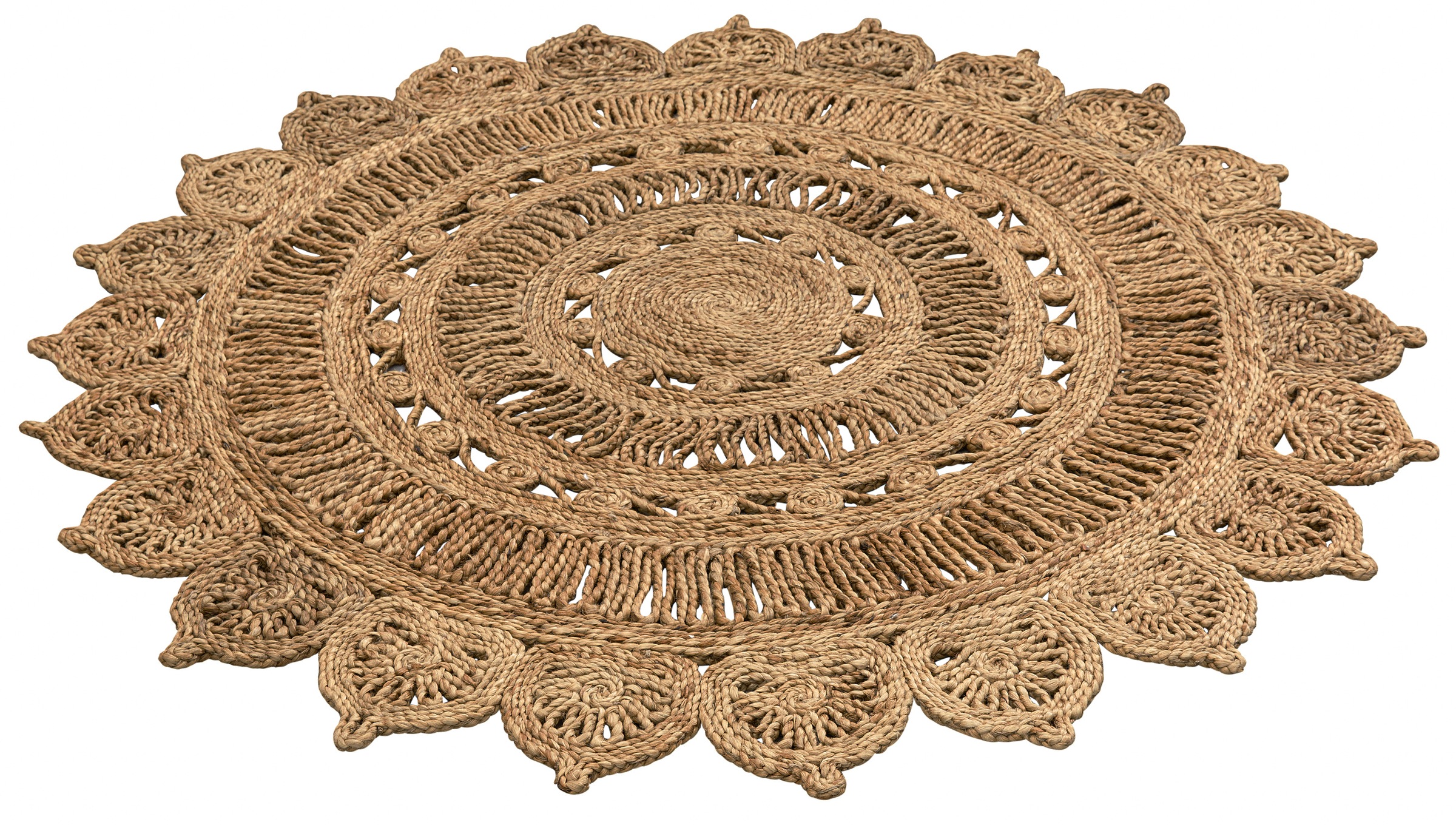 my home Teppich »Amar«, rund, 7 mm Höhe, geflochtener Wendeteppich, 100% Jute, Boho Stil, Wohnzimmer, Esszimmer