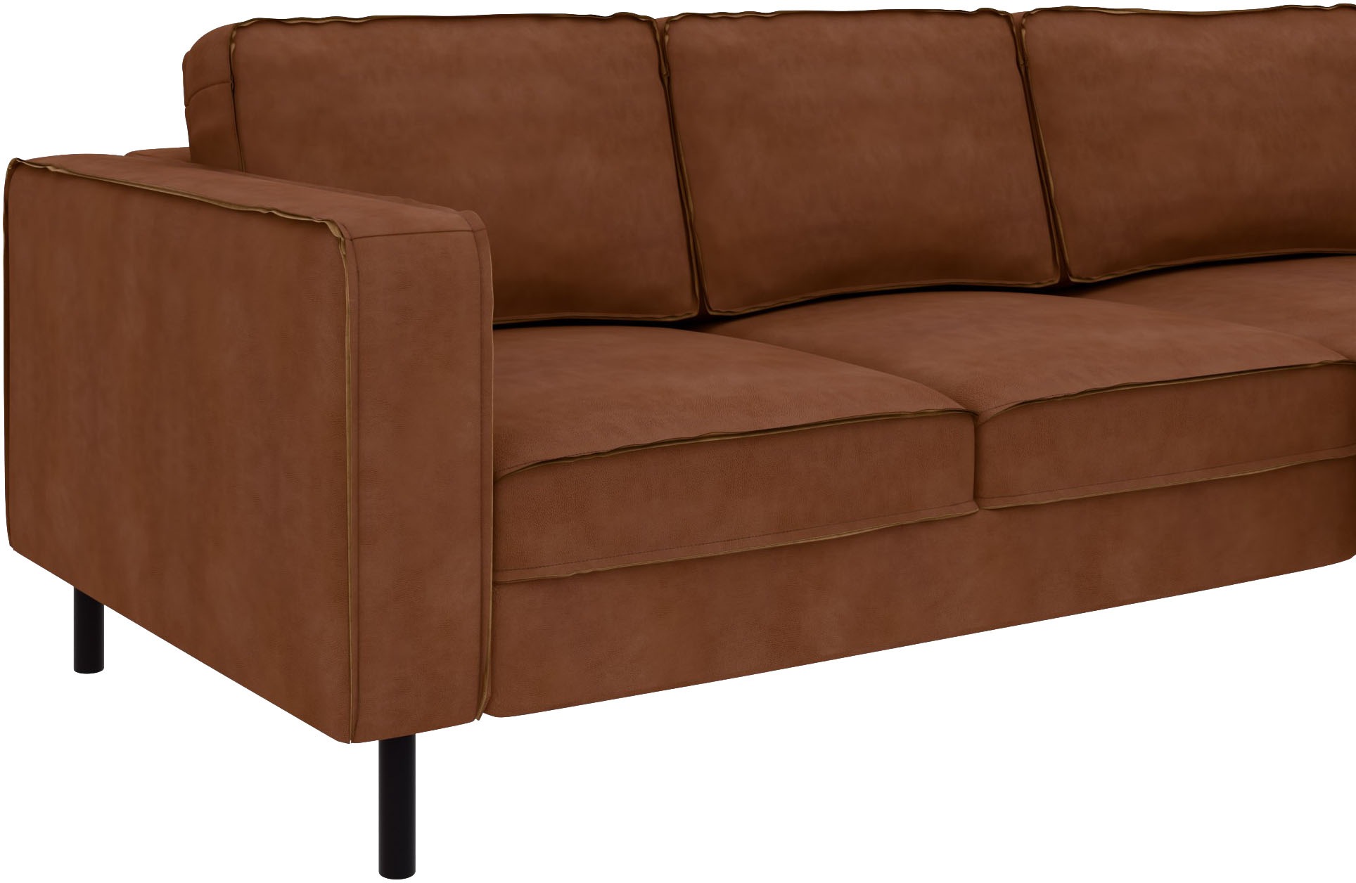 Places of Style Ecksofa »Watkins, wahlweise mit Schlaffunktion/Bettkasten, moderne offene Naht«, Recamiere beidseitig montierbar, L-Form, Breite 232 cm