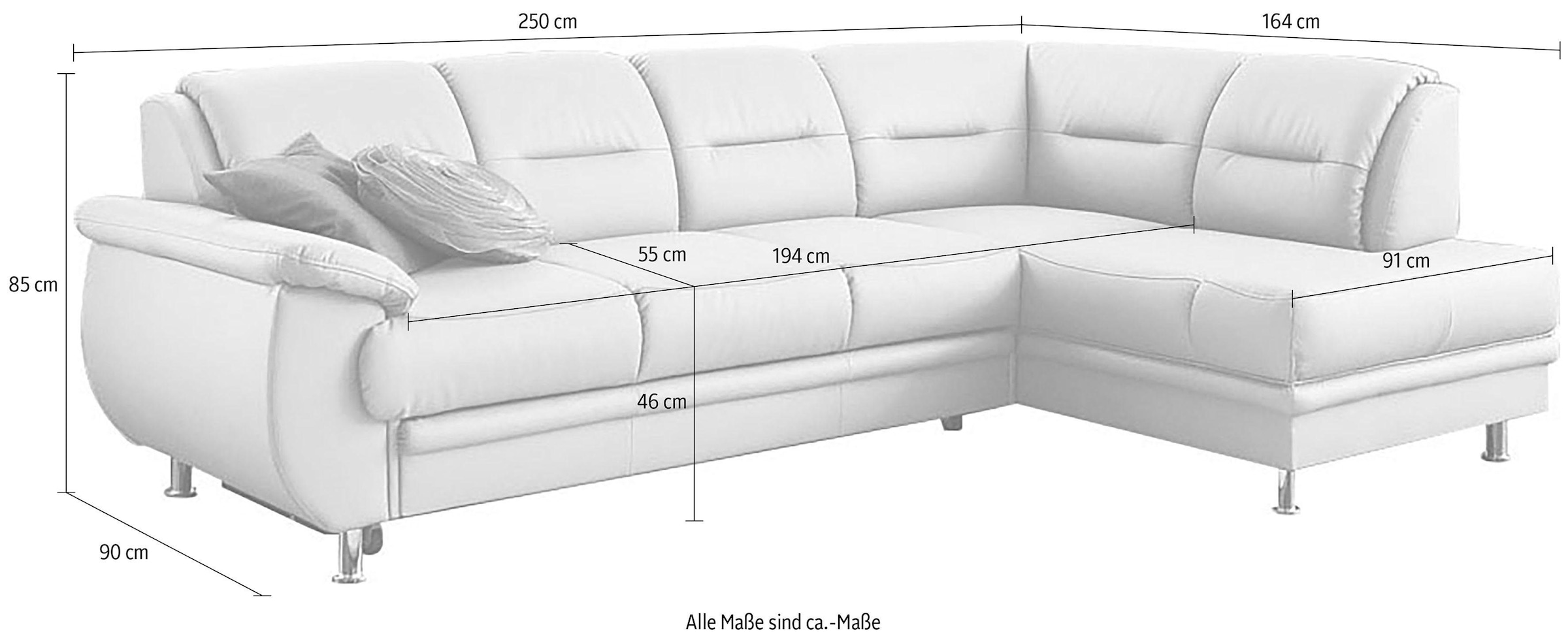 sit&more Ecksofa »Mailand L-Form«, wahlweise mit Bettfunktion