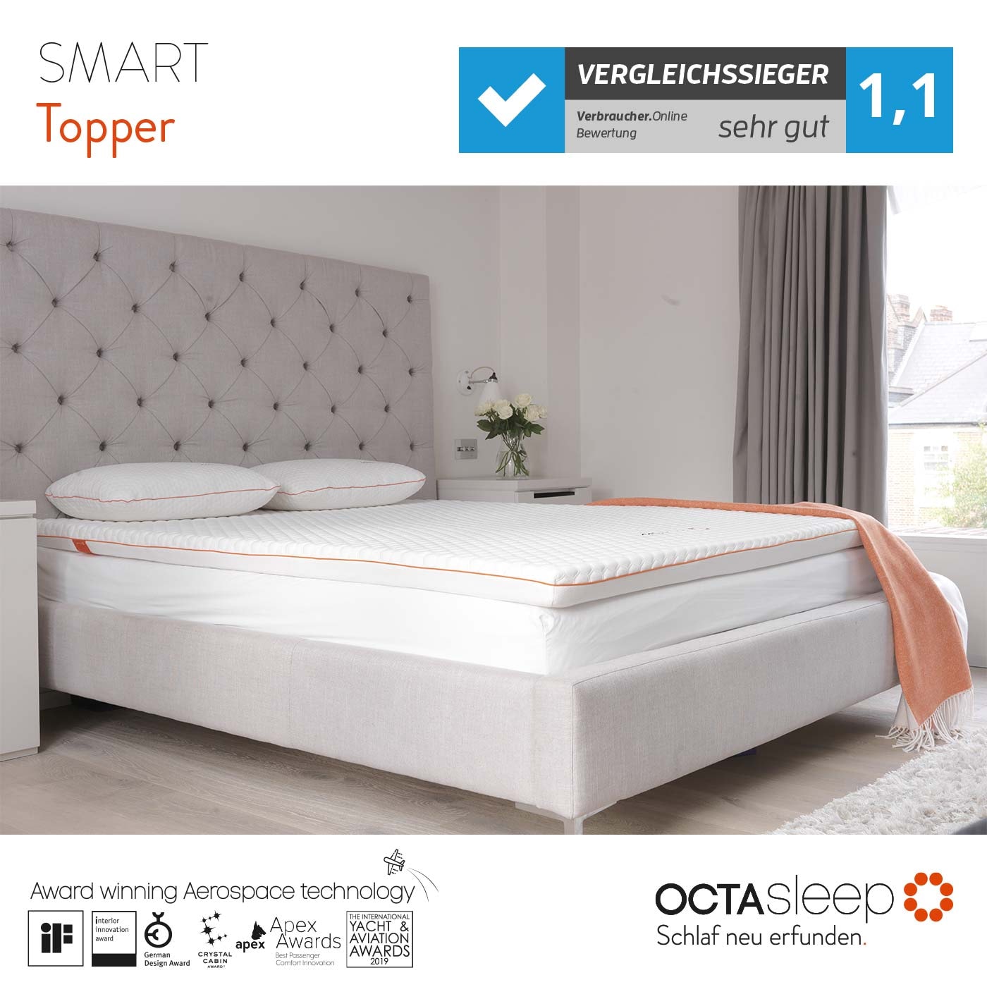 OCTAsleep Topper »Octasleep Smart«, (1 St.), OCTAspring® Aerospace Technologie