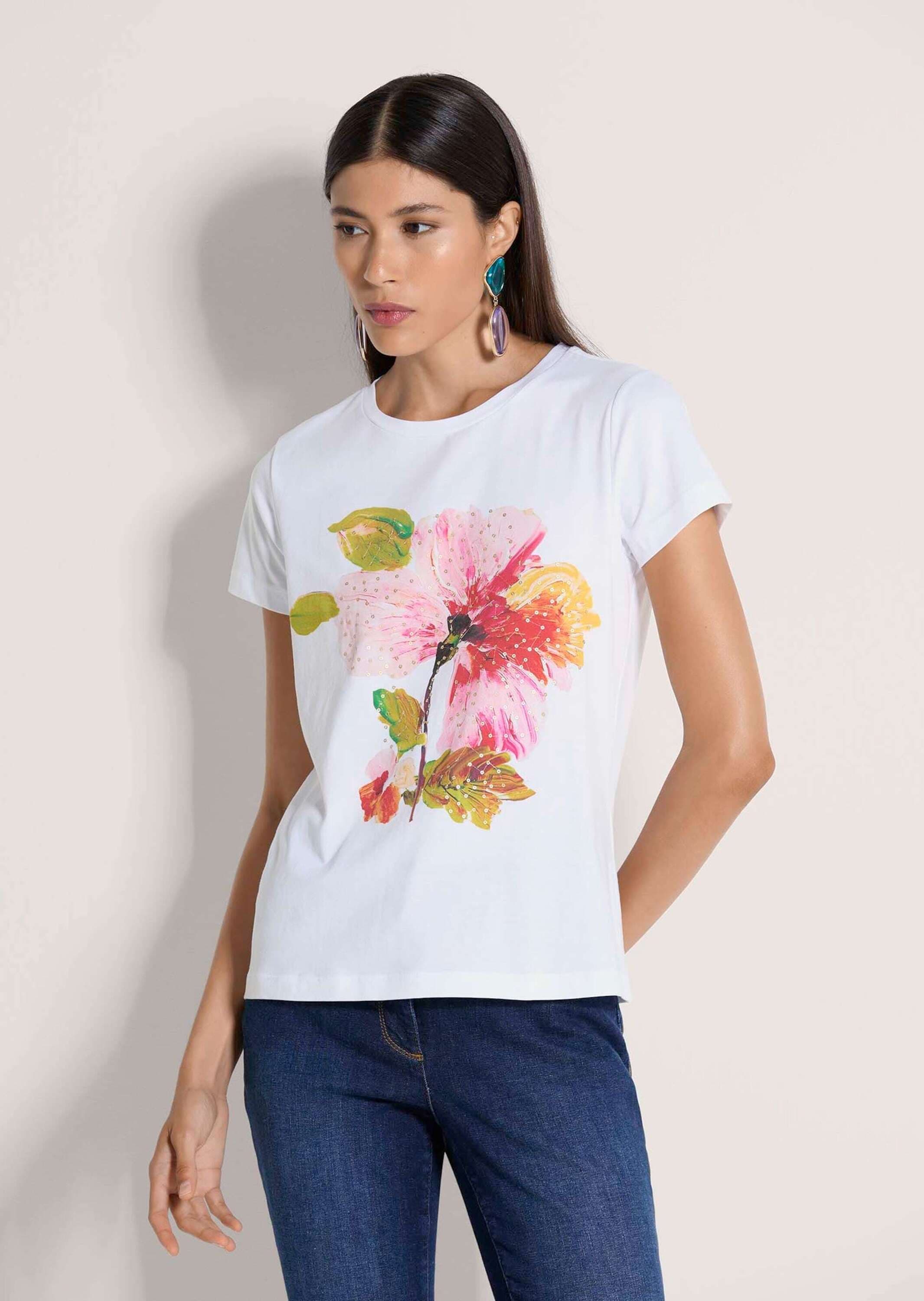 MADELEINE Print-Shirt »Shirt Florales Print-Shirt mit Pailletten, Kurzarm« Pailetten