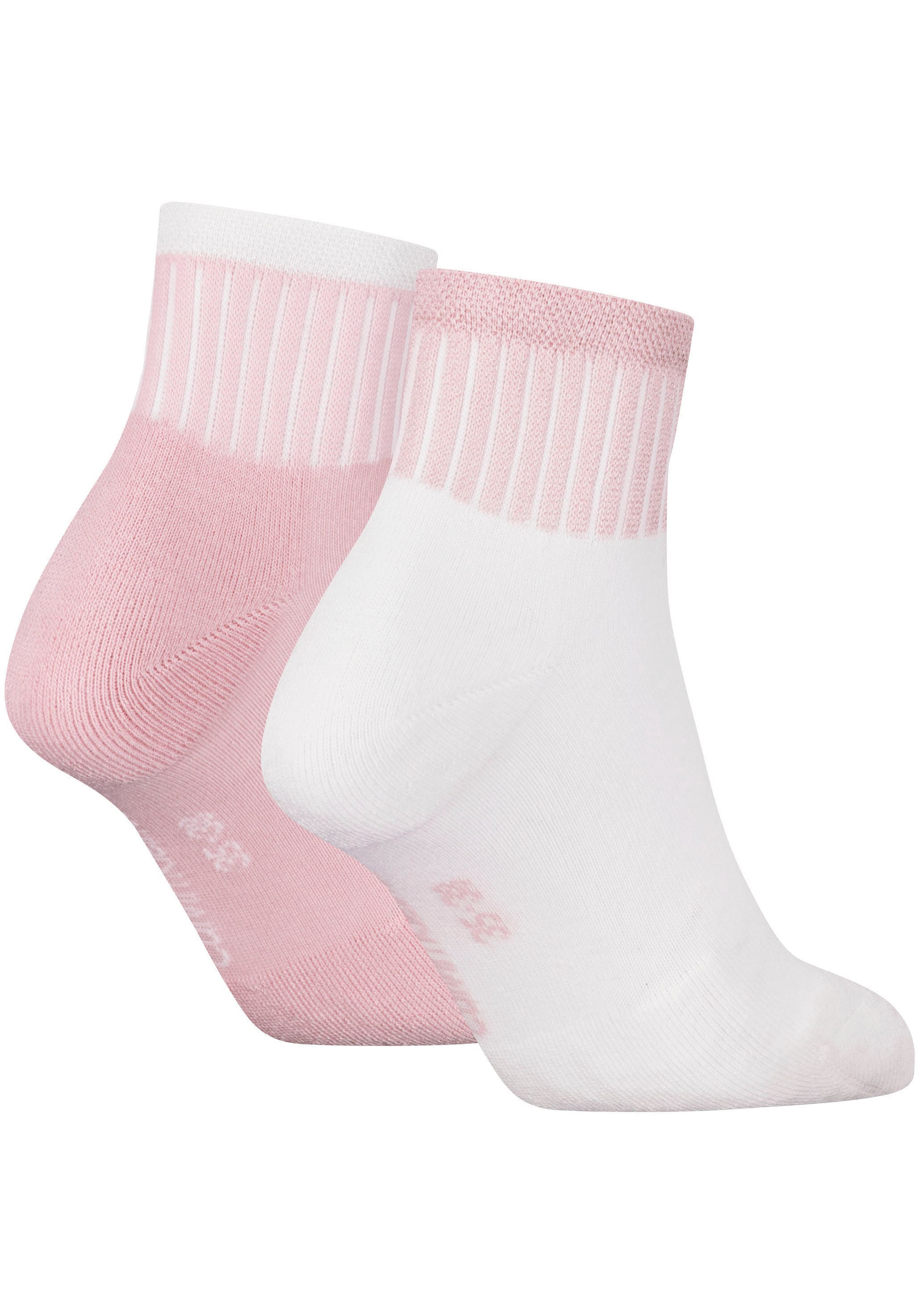 Calvin Klein Jeans Socken »CKJ WOMEN QUARTER 2P GLOSSY RIB«, (2 Paar), mit dezentem Logo-Design