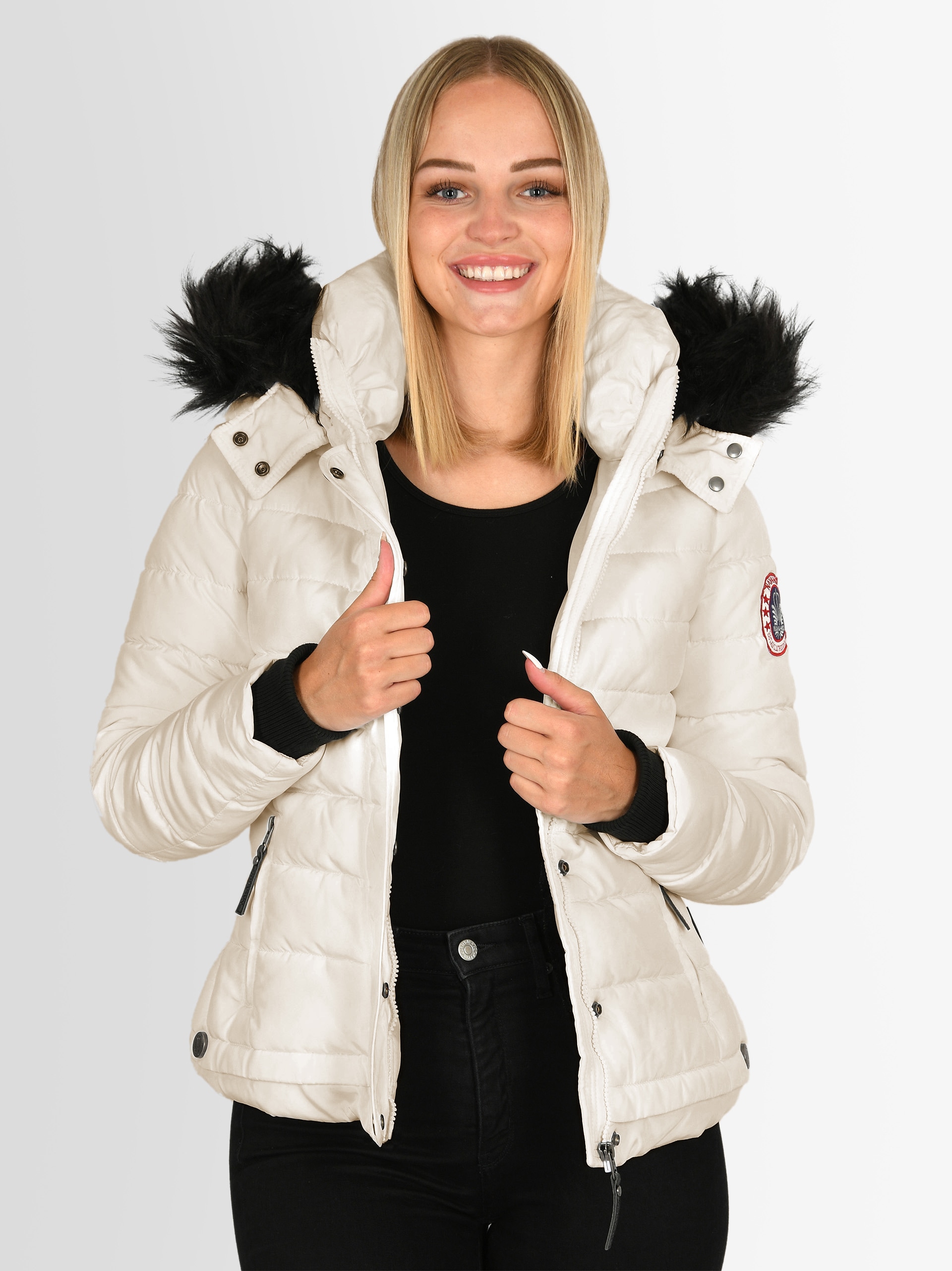 Navahoo Steppjacke »Navahoo Chloe warme Damen Winter Jacke Parka Mantel Stepp Kurzjacke gefüttert NEU B301«