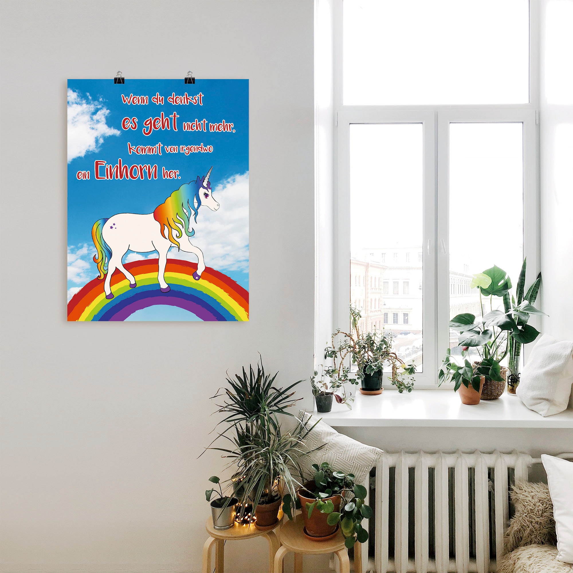 Artland Wandbild »Einhorn mit Regenbogen«, Animal Fantasy, (1 St.), als Poster in verschied. Größen