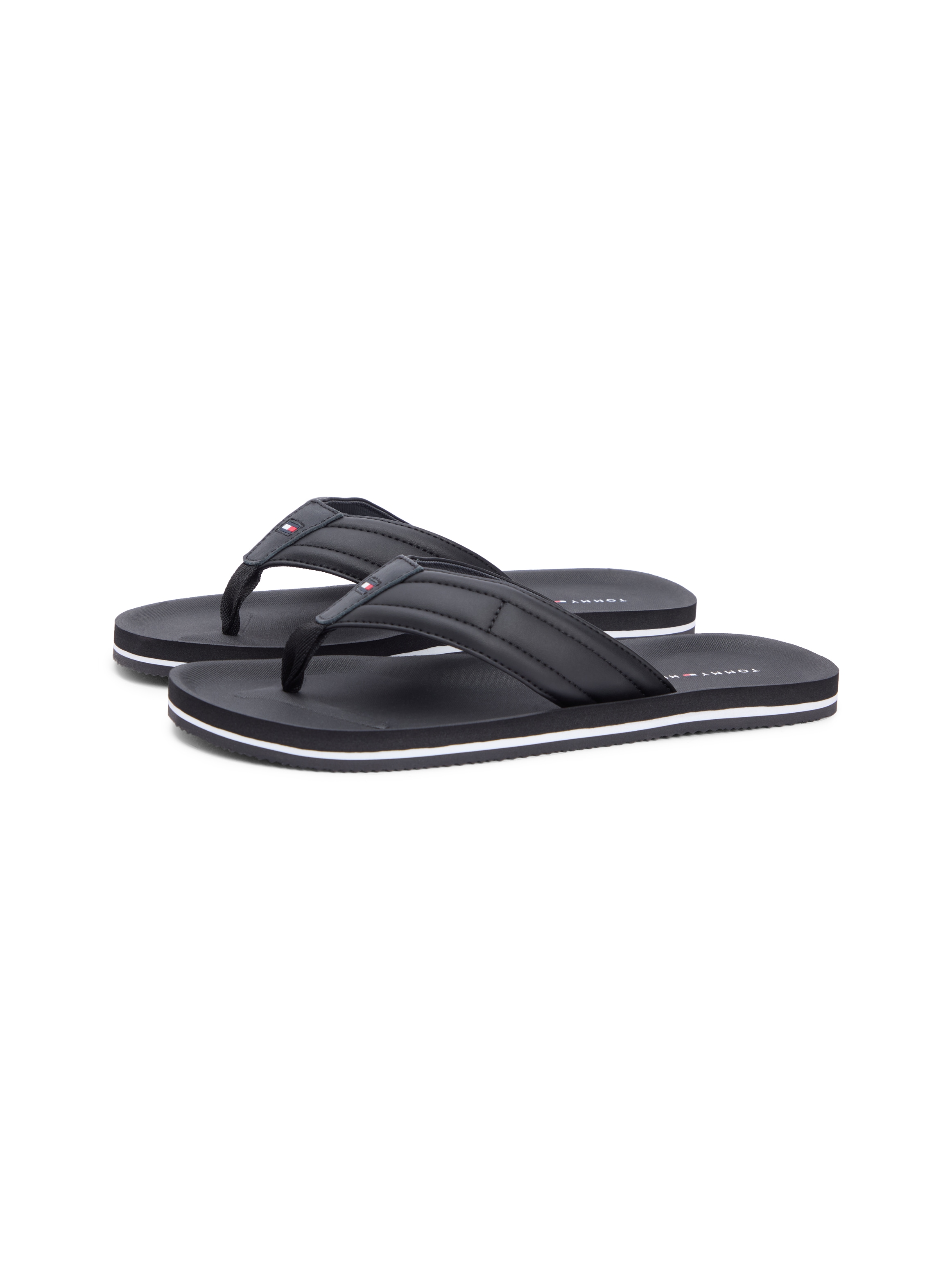 Tommy Hilfiger Zehentrenner »HILFIGER PADDED BEACH SANDAL«  Sommerschuh, Flats, Strandschuh mit Ziersteppung