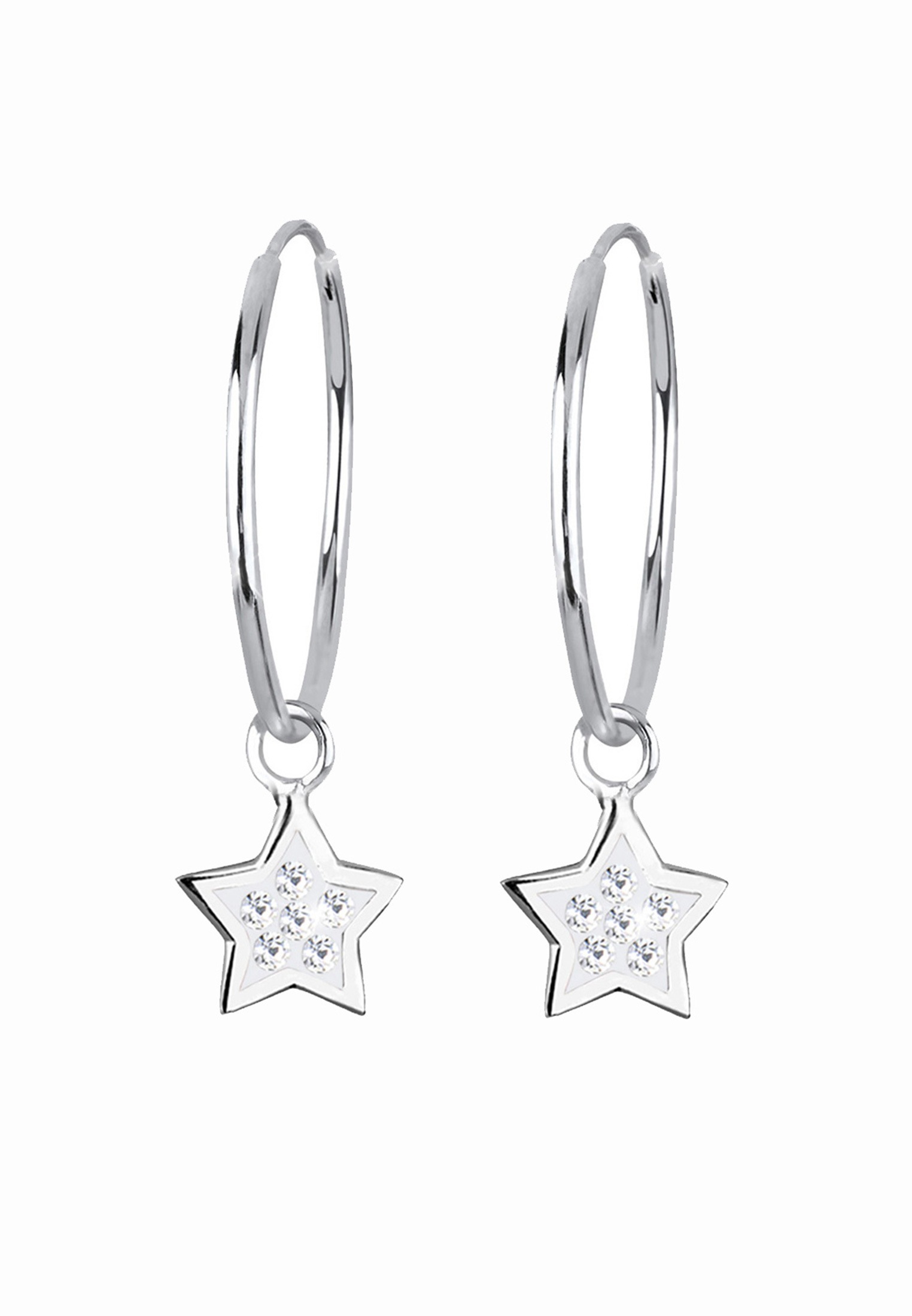 Elli Paar Creolen »Ohrringe Creolen Stern Kristalle 925 Silber«