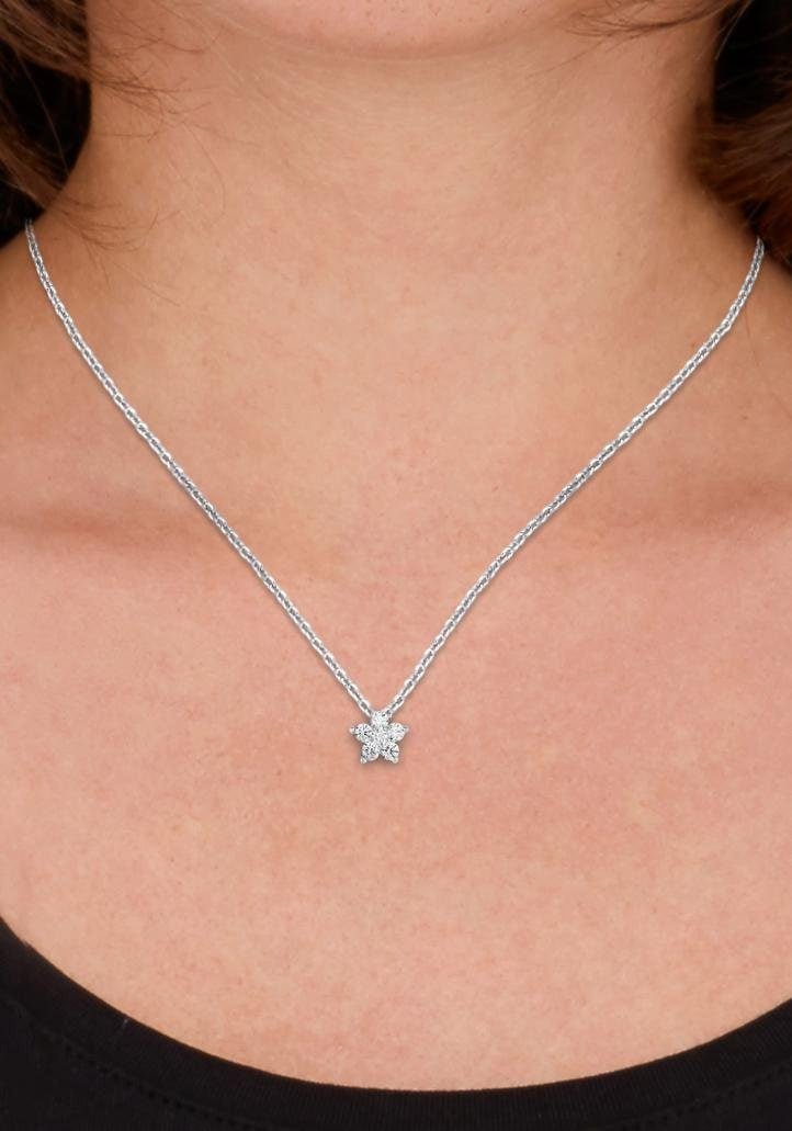 Amor Kette mit Anhänger »Blüte, 9070008«, mit Zirkonia (synth.)