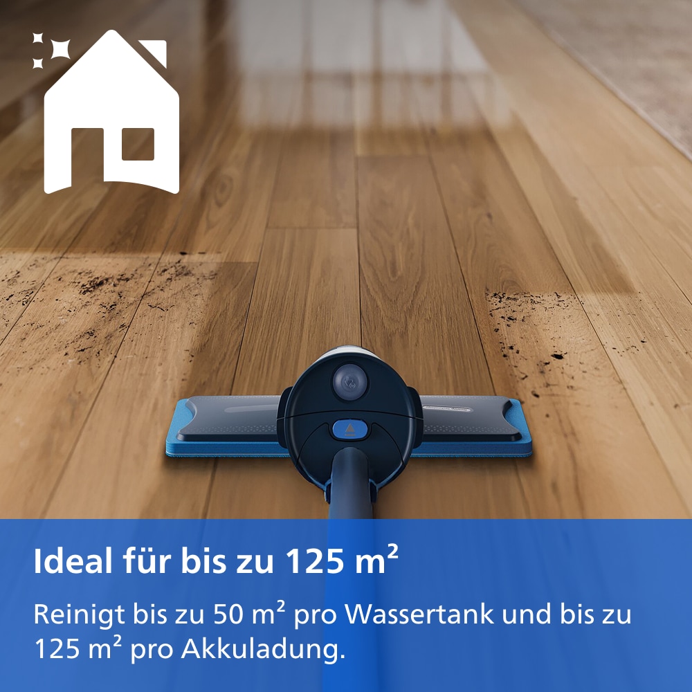 Philips Akku-Wischmopp »OneUp elektrischer Wischer 3000 Series XV3101/11« 50 min Akku-Laufzeit, inkl. 2 Pads und 40 ml Reiniger