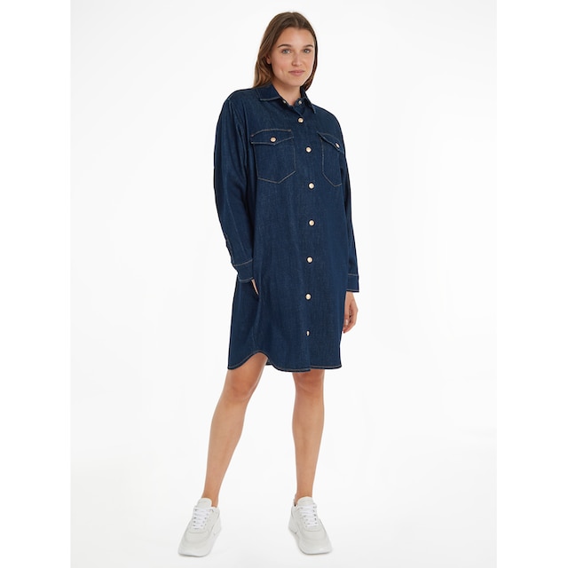 Tommy Hilfiger Jeanskleid »DNM LS SHIRT DRESS NALA«, mit durchgehender  Druckerleiste bei ♕