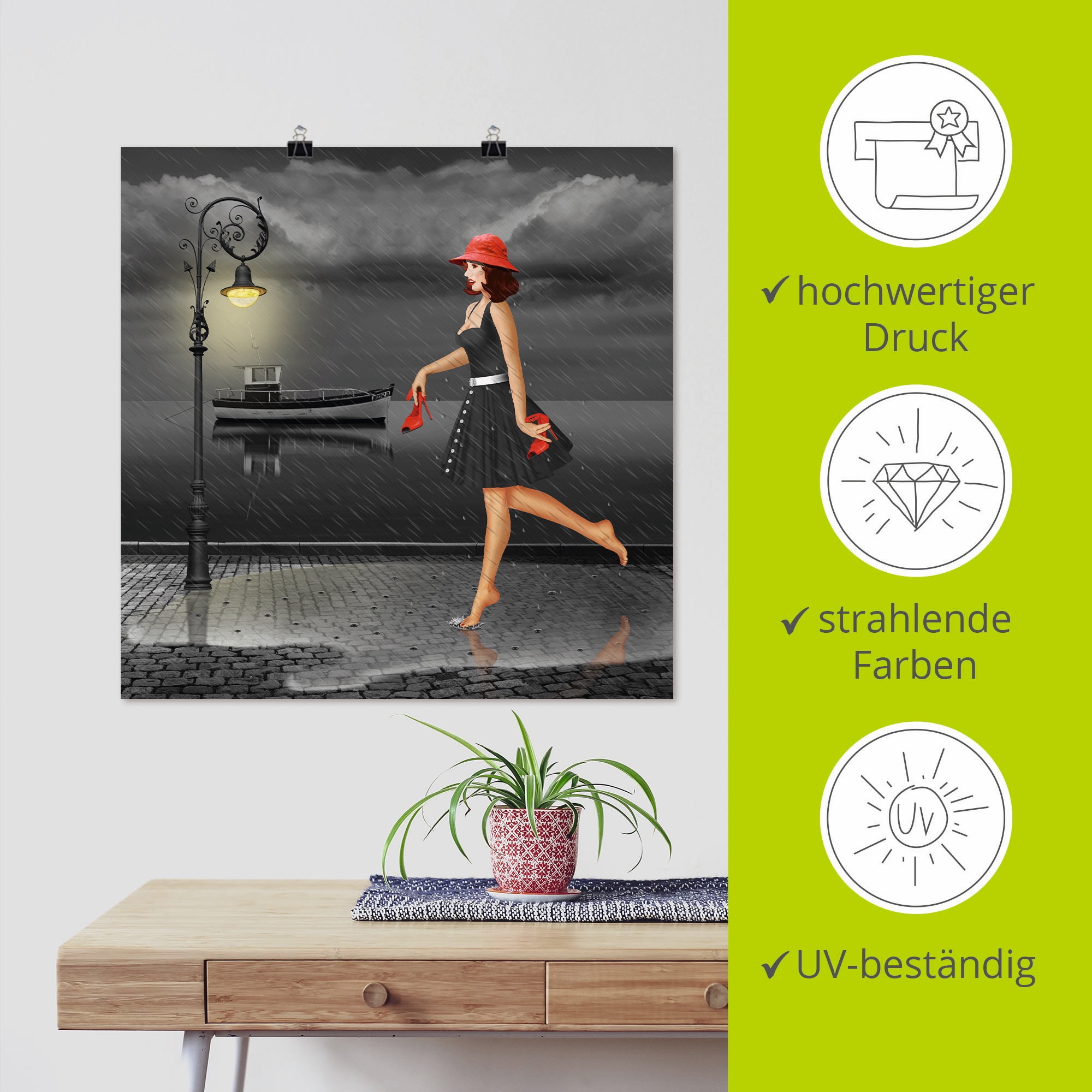 Artland Wandbild »Tanzen im Regen«, Frau, (1 St.), als Leinwandbild, Poster in verschied. Größen