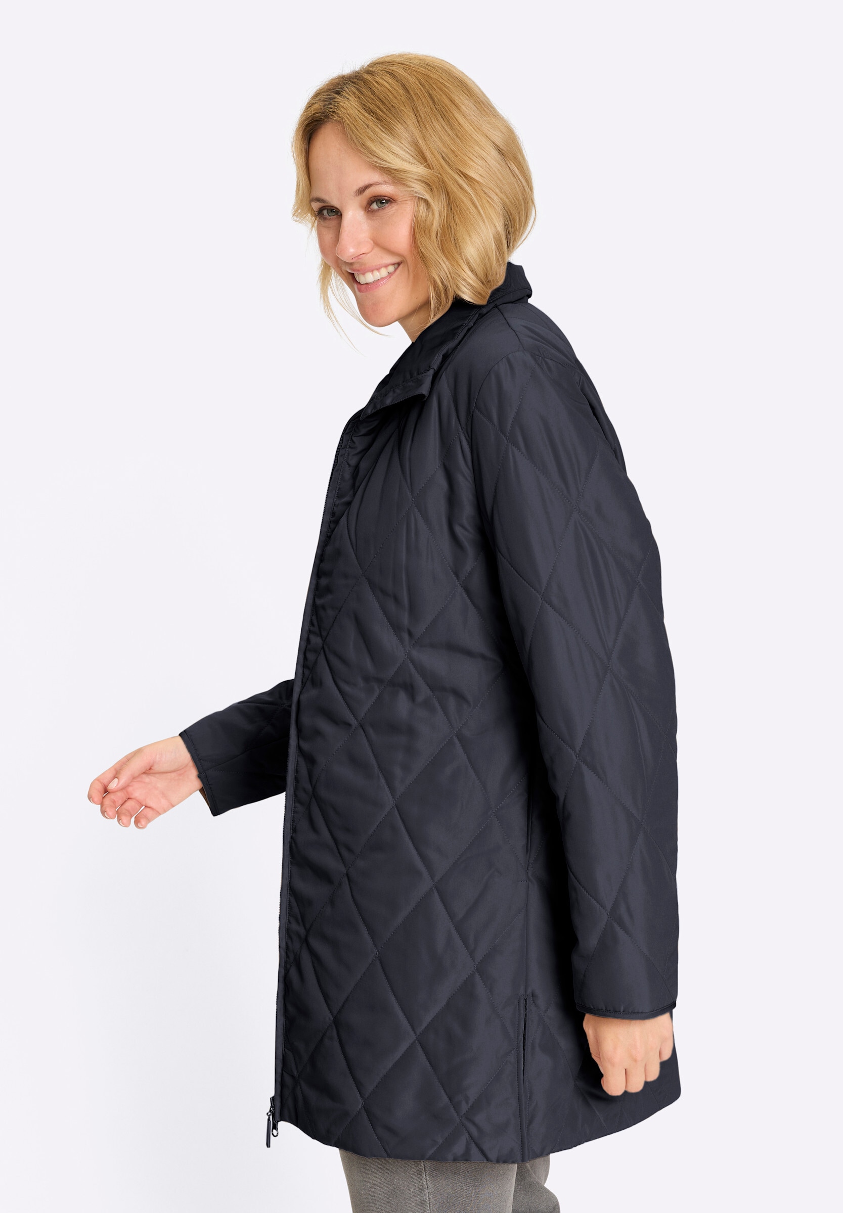 Sieh an! Langjacke »Longjacke Longjacke mit Rautensteppung« ohne Kapuze