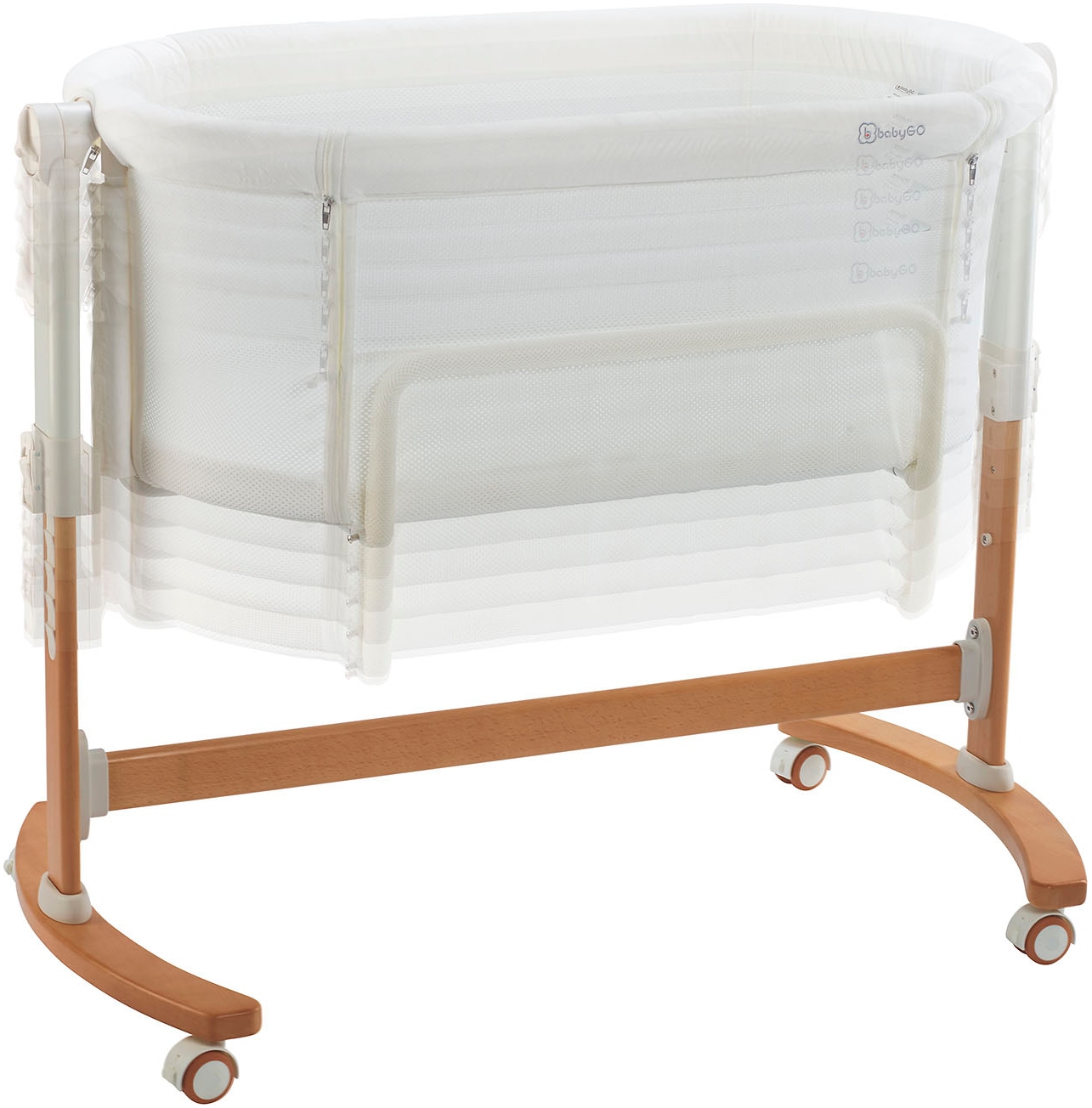 BabyGo Beistellbett »SidebySide, weiß/beige«, mit Schaukelfunktion