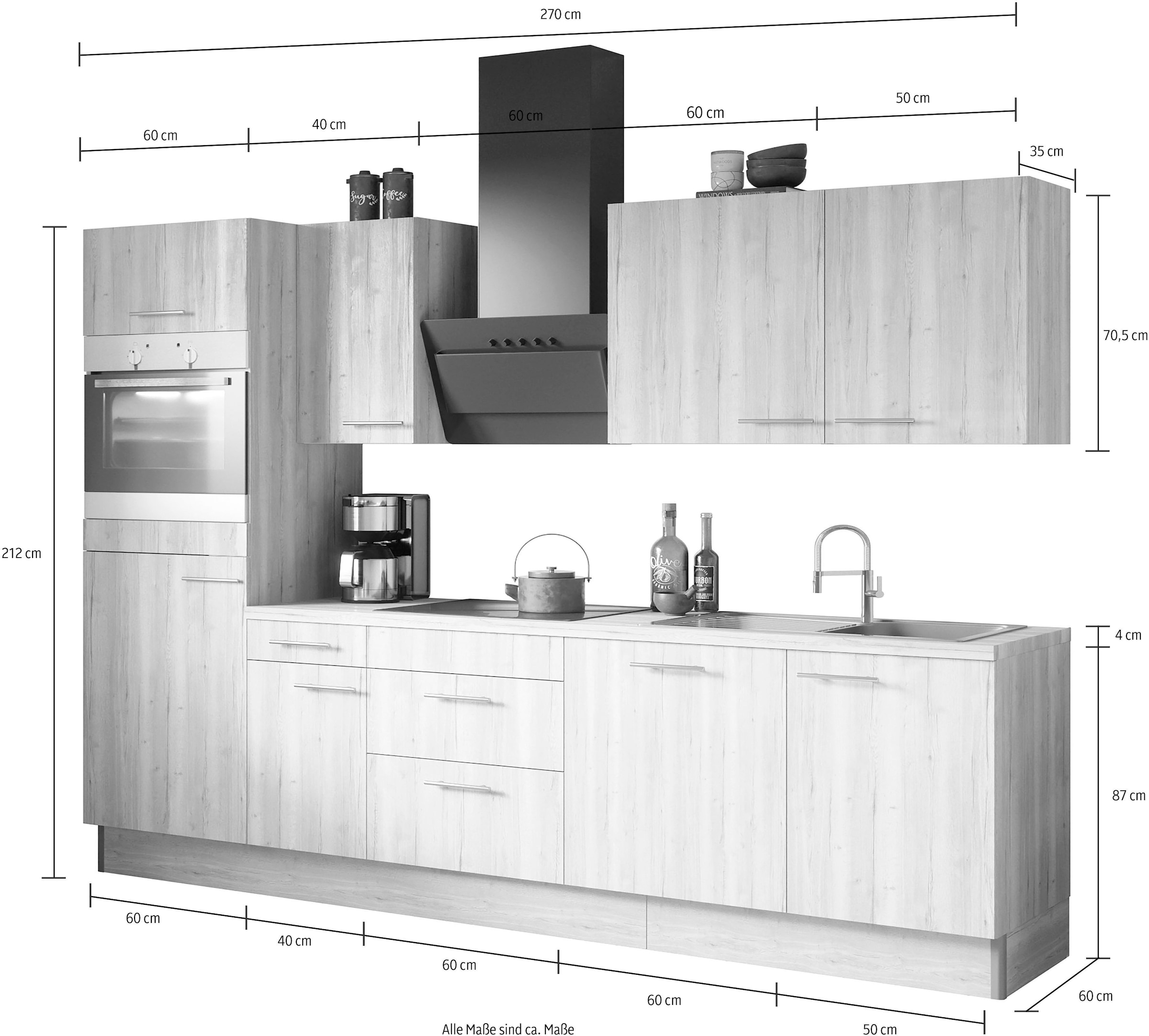 cm, wahlweise OPTIFIT E-Geräten Raten auf »Klara«, Küche mit kaufen Breite 270