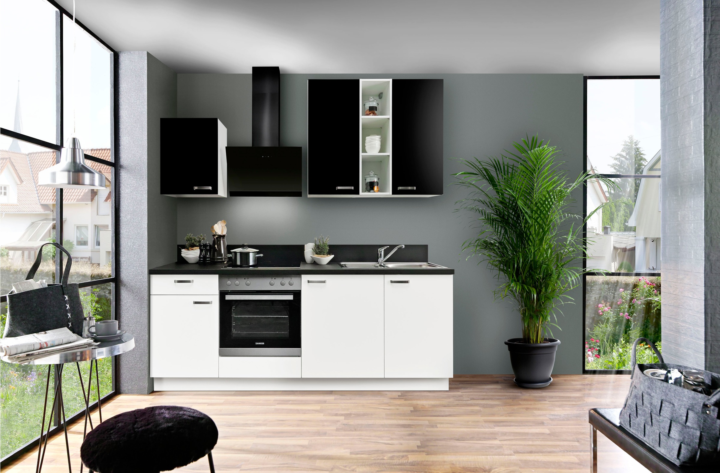 KOCHSTATION Küchenzeile »"KS-Bari", wahlw. mit E-Geräten«, Soft-Close-Funktion und Vollauszug, vormontiert, Breite 220 cm
