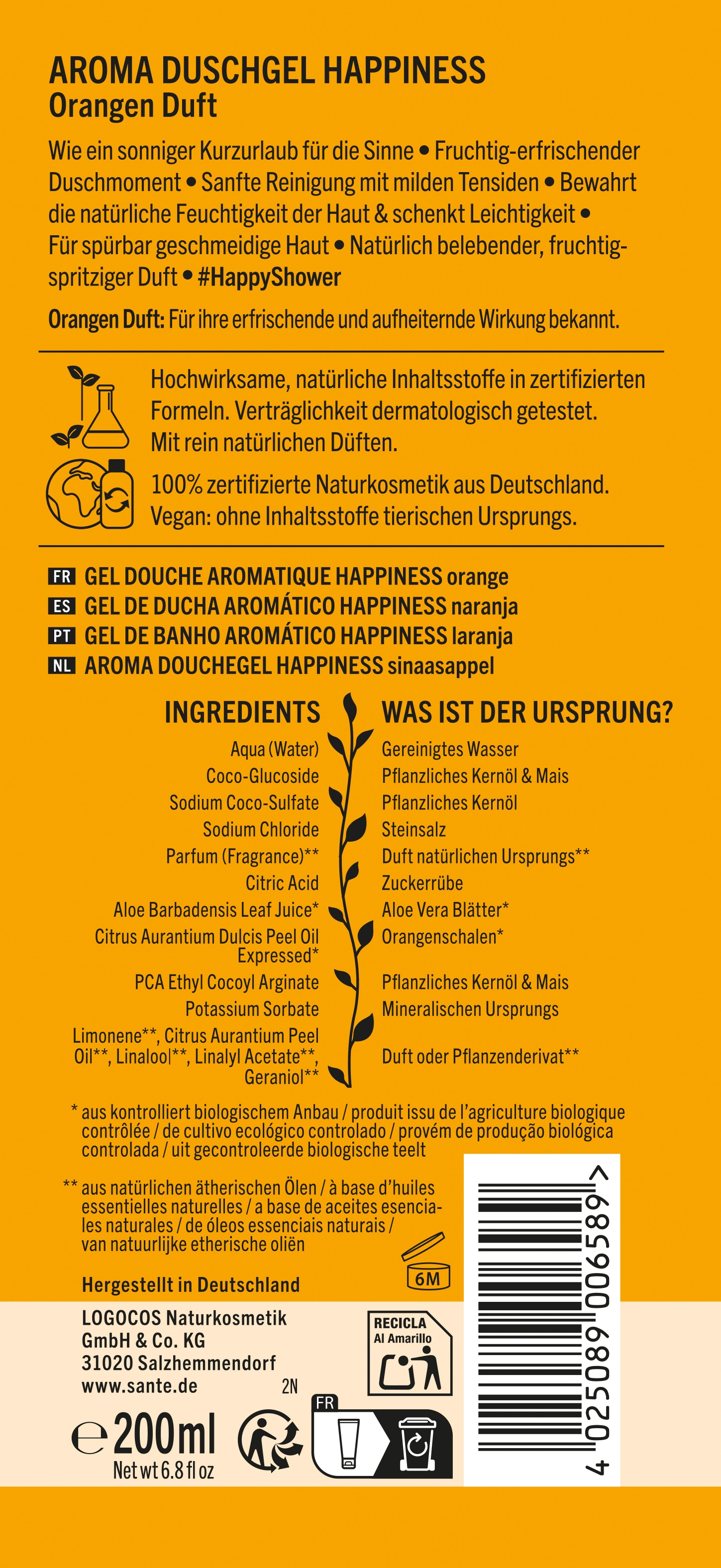 SANTE Duschgel »happiness« Stimmungshebend und belebend