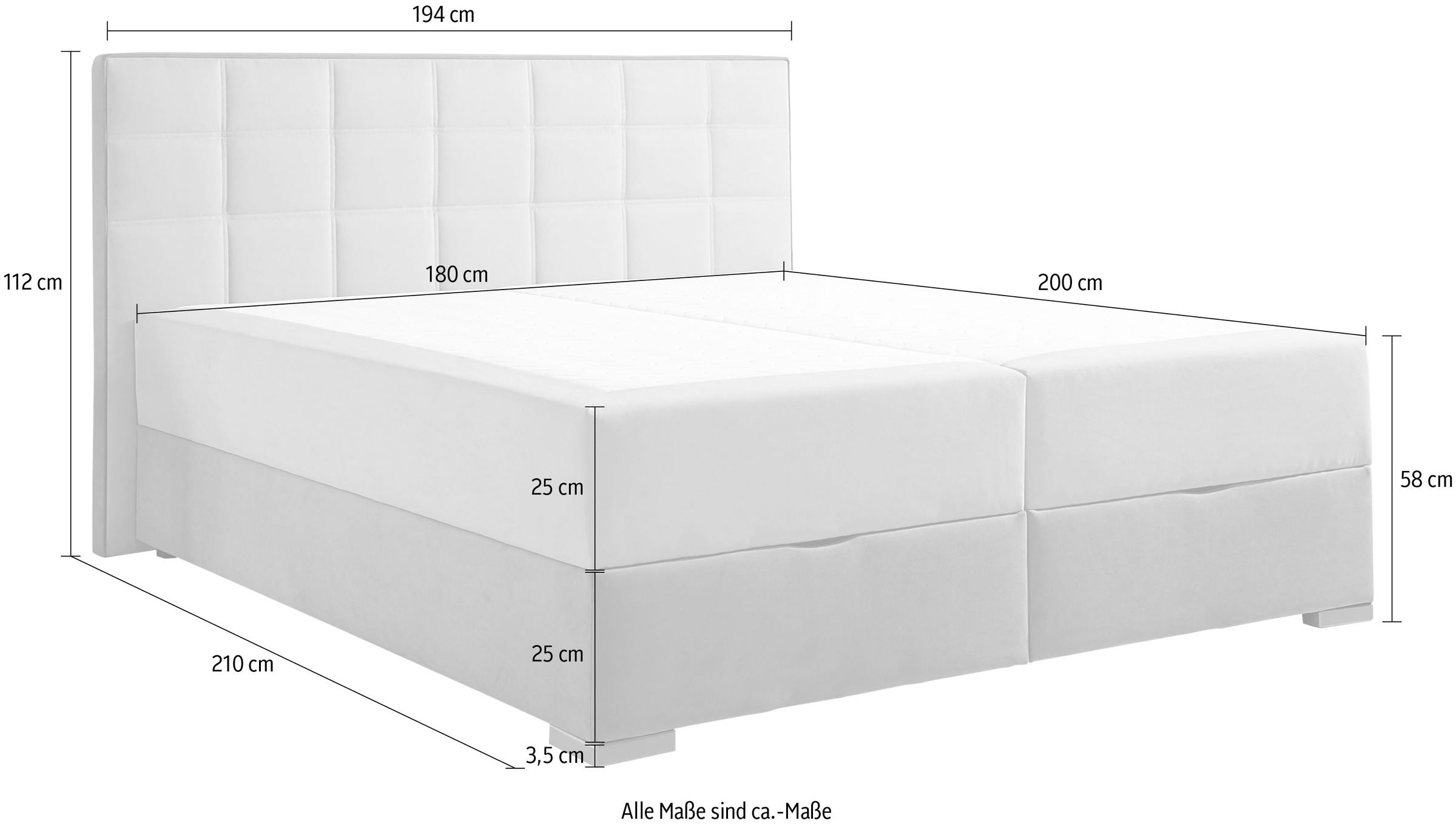 Maintal Boxspringbett, mit Bettkasten und Topper