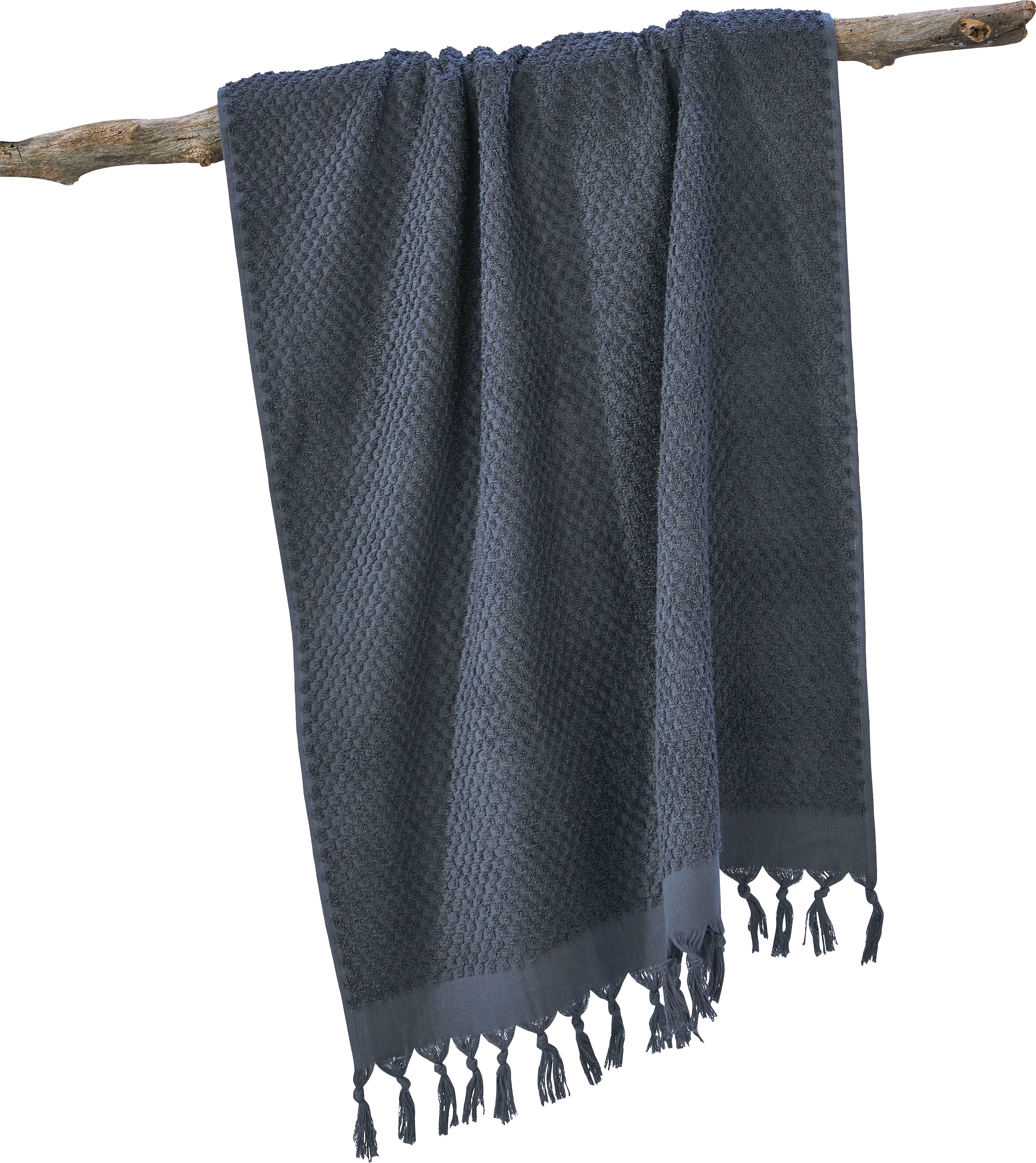 done.® Duschtuch »Provence Honeycomb« Uni Farben, in Honigwaben-Optik, mit Fransen