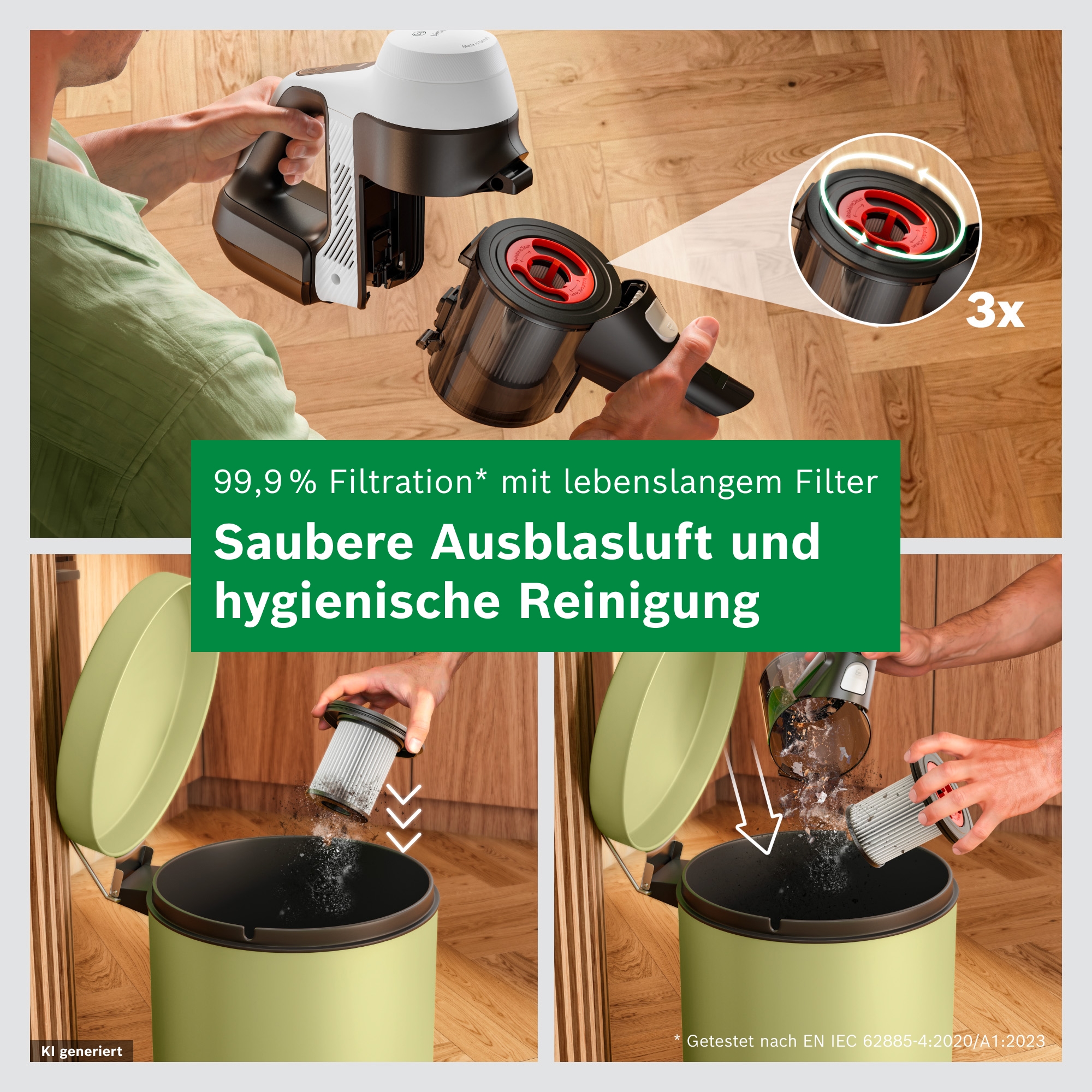 BOSCH Akku-Stielstaubsauger »Unlimited 5 BBU52WBA, LED-Düse, Made in Germany« starke Saugleistung, bis zu 50 Min. Laufzeit, Fugendüse, leicht, weiß