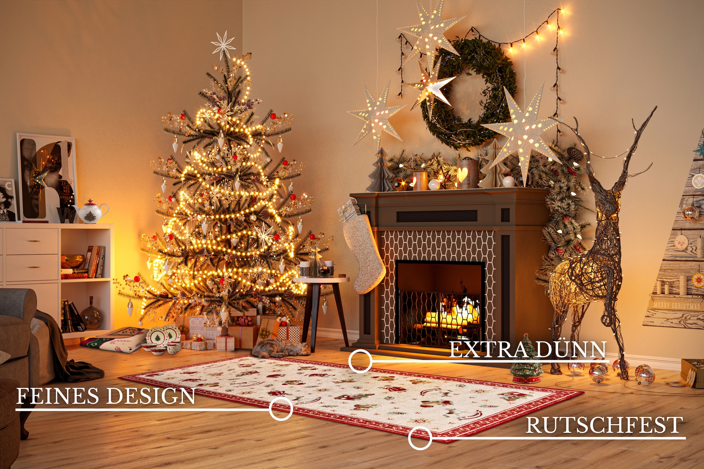Villeroy & Boch Teppich »Nostalgic Shine Toy's Delight, eckig, rund und Läufer« rechteckig 6 mm Höhe Weihnachten, Wohnzimmer, Flur, Geschenk, Toys Delight, Dekoration