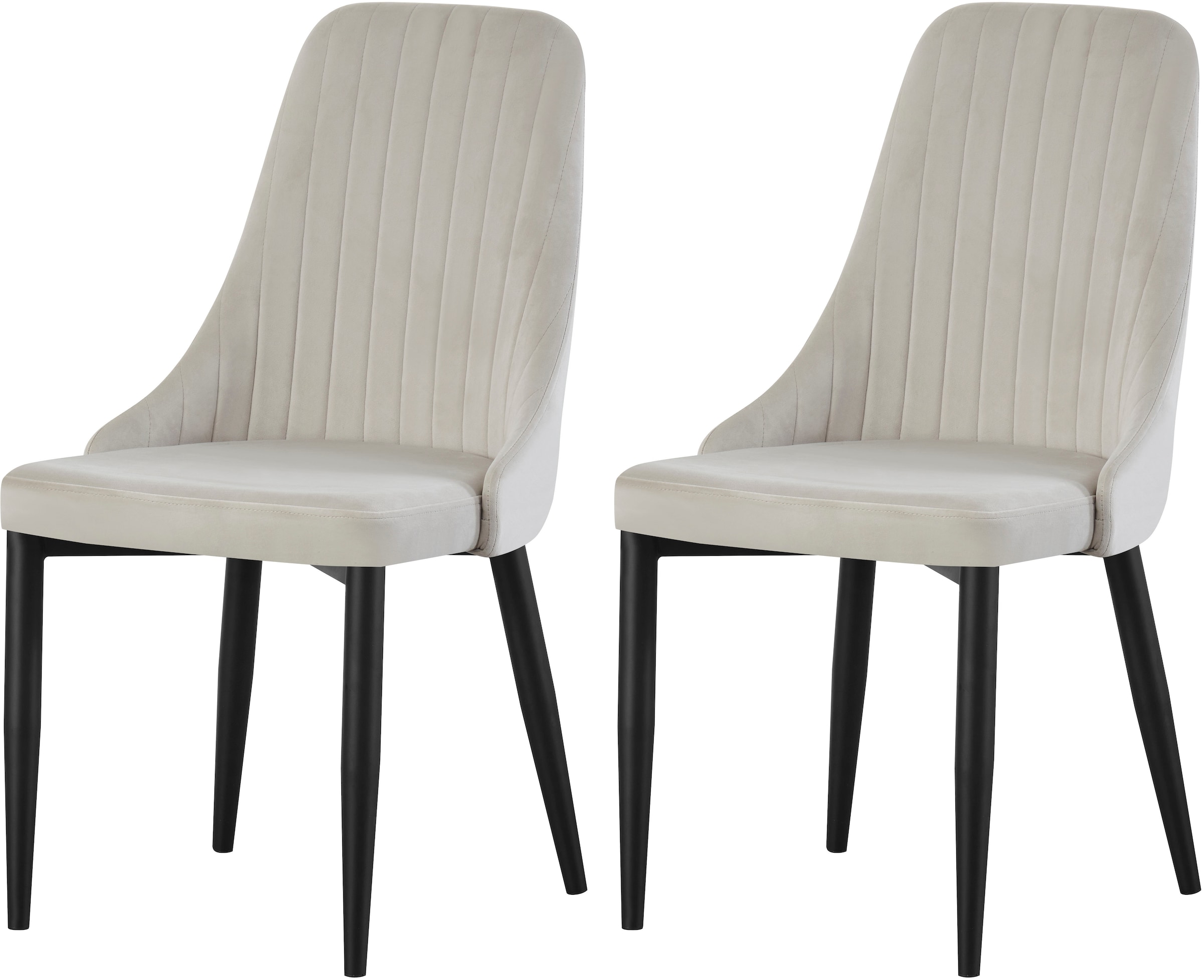 Home affaire Esszimmerstuhl "GARNBY, 2er Set, mit Metallgestell in matt schwarz" (Set) 2 Stk.in verschiedenen Farben, Belsatbarkeit pro Stuhl 120 kg, Velour Stoff