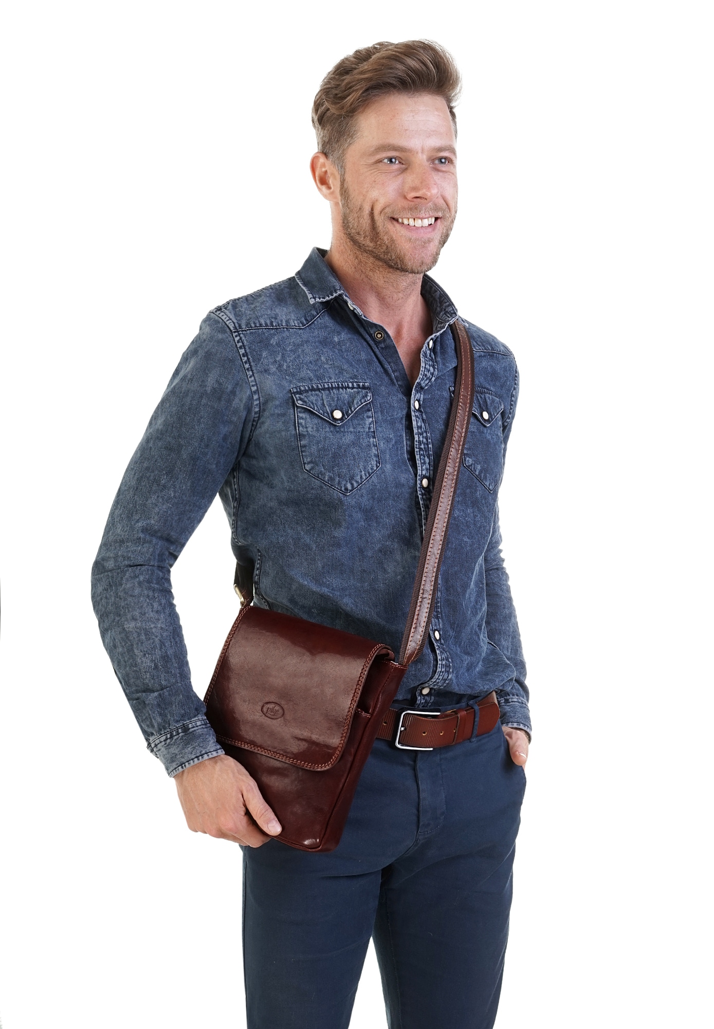 Piké Umhängetasche echt Leder, Made in Italy