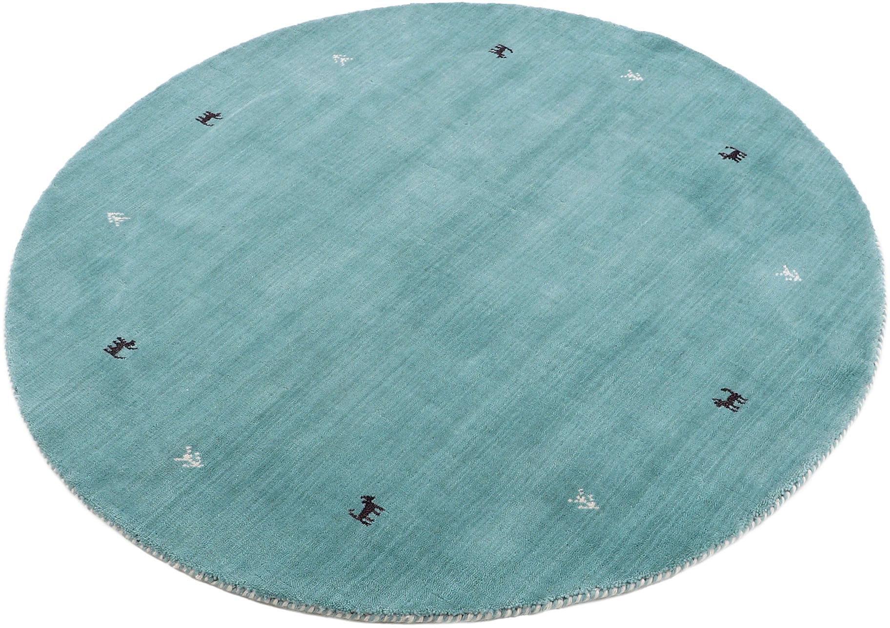 carpetfine Wollteppich »Gabbeh Uni« rund 15 mm Höhe reine Wolle handgewebt, Gabbeh Tiermotiv warmes Raumklima viele Größen