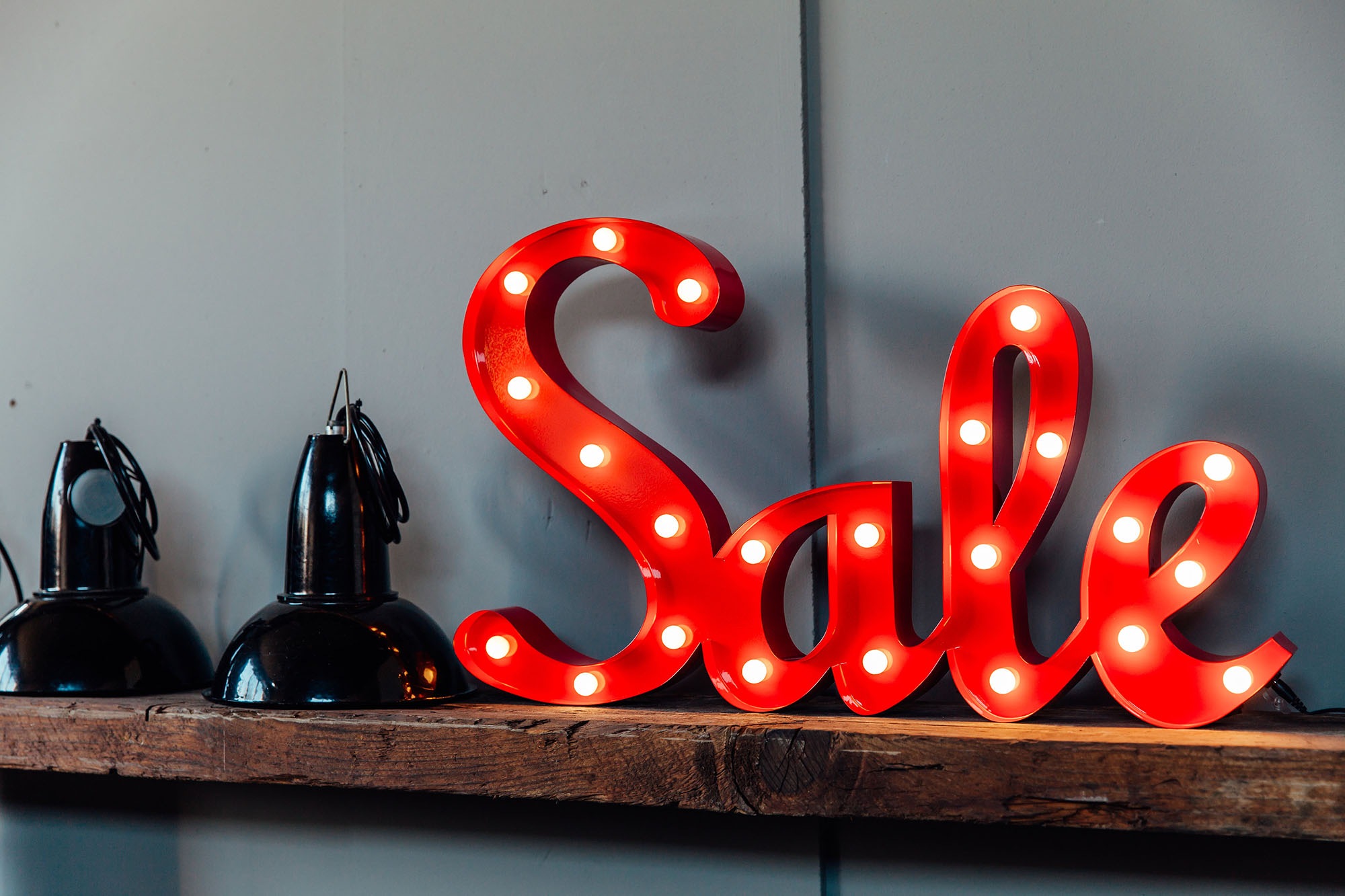 MARQUEE LIGHTS LED Dekolicht »Sale« LED-Modul 1 Stk. Warmweiß Wandlampe, Tischlampe Schriftzug Sale mit 23 Leuchtmittel - 65x38 cm