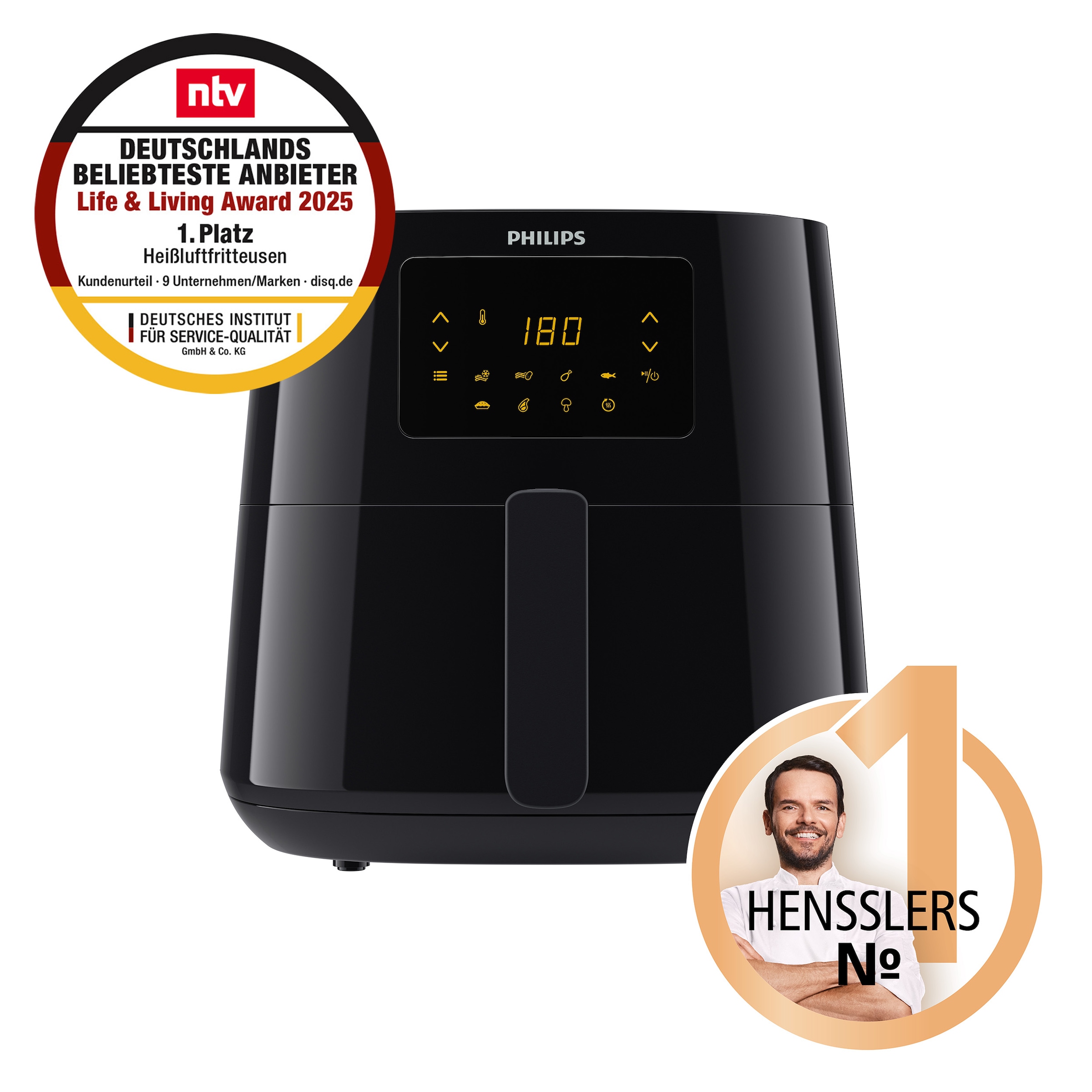 Philips Heißluftfritteuse »Airfryer XL HD9270/90, 6,2 l«, 2000 W, Fassungsvermögen 6,2 l, mit 7 Voreinstellungen und Warmhaltefunktion, digitales Display