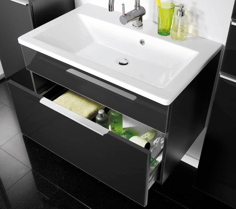 Waschbeckenunterschrank »Kara«, Badmöbel Glasfront