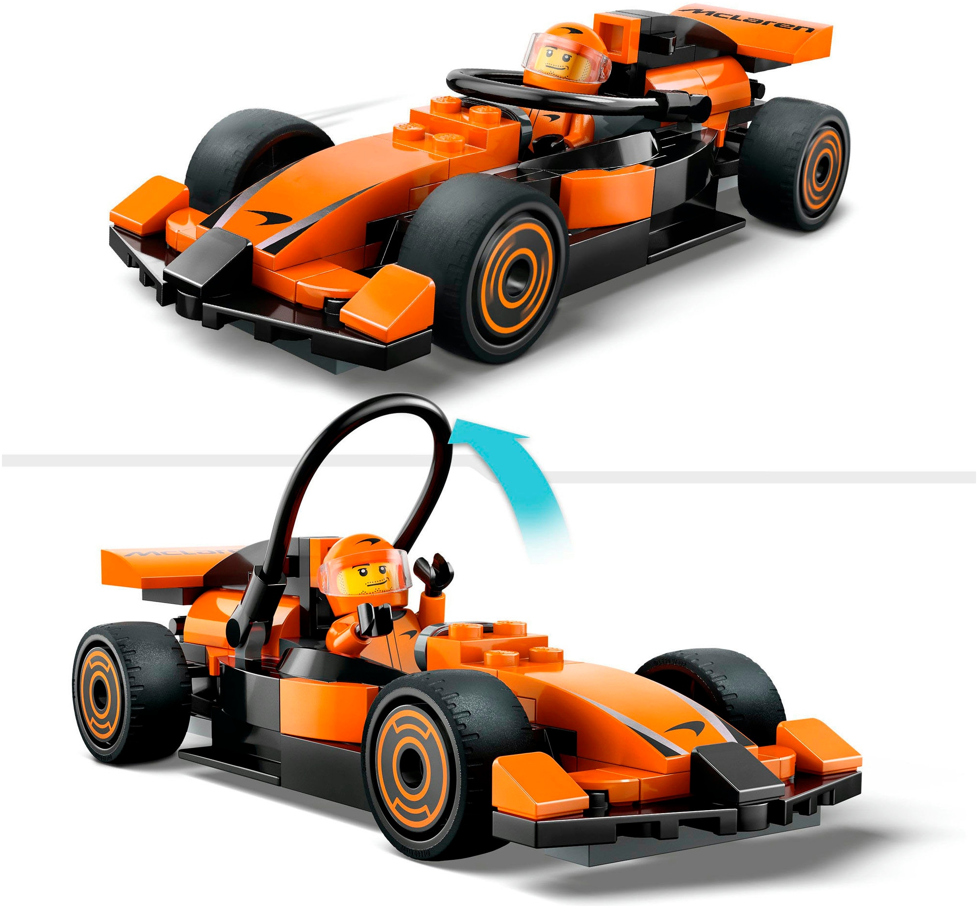 LEGO® Konstruktionsspielsteine »F1® Rennfahrer mit McLaren Rennauto (60442), LEGO City«, (86 St.), Made in Europe