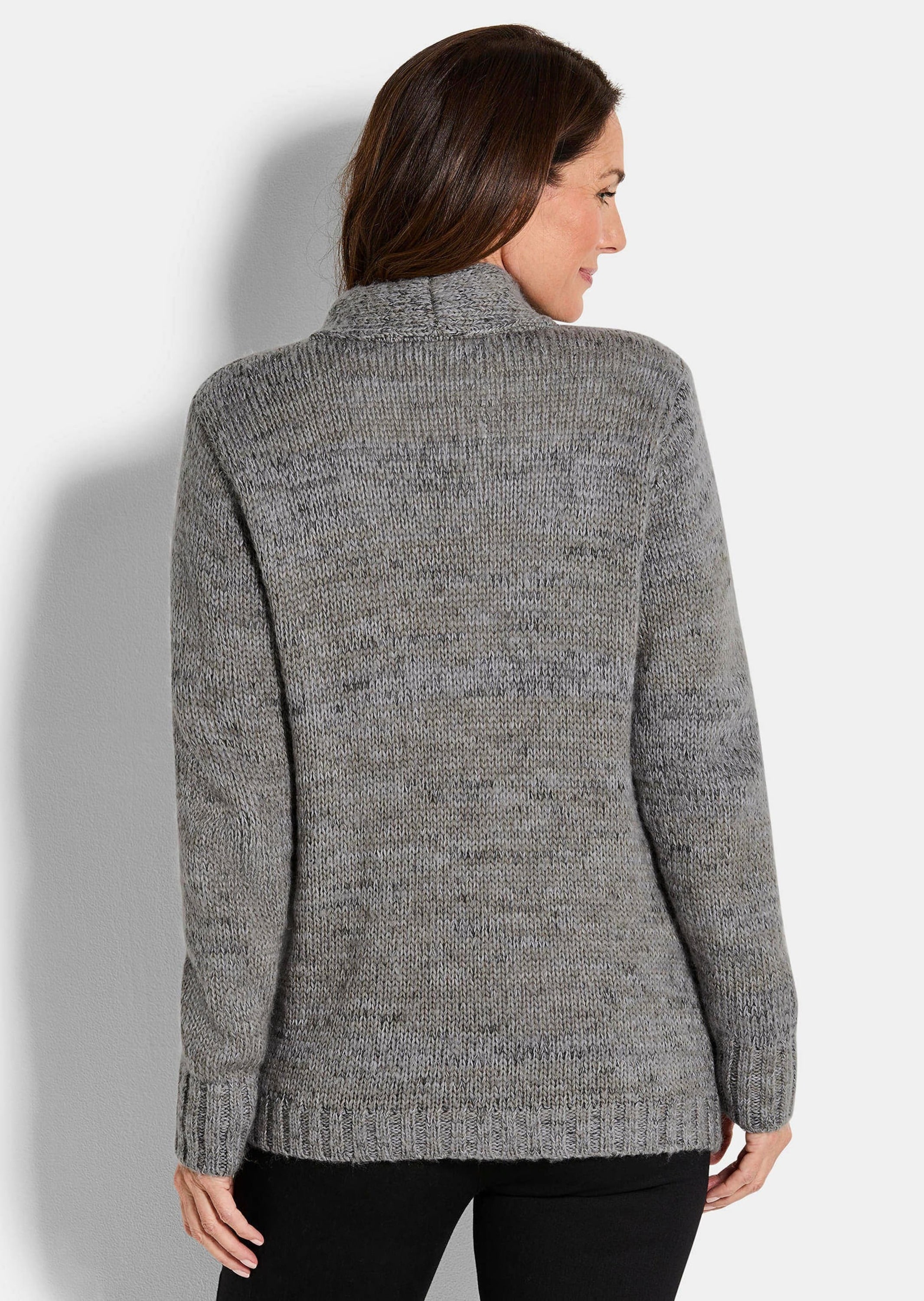 GOLDNER Strickjacke »Kurzgröße Langarm Melange-Cardigan, flauschig«