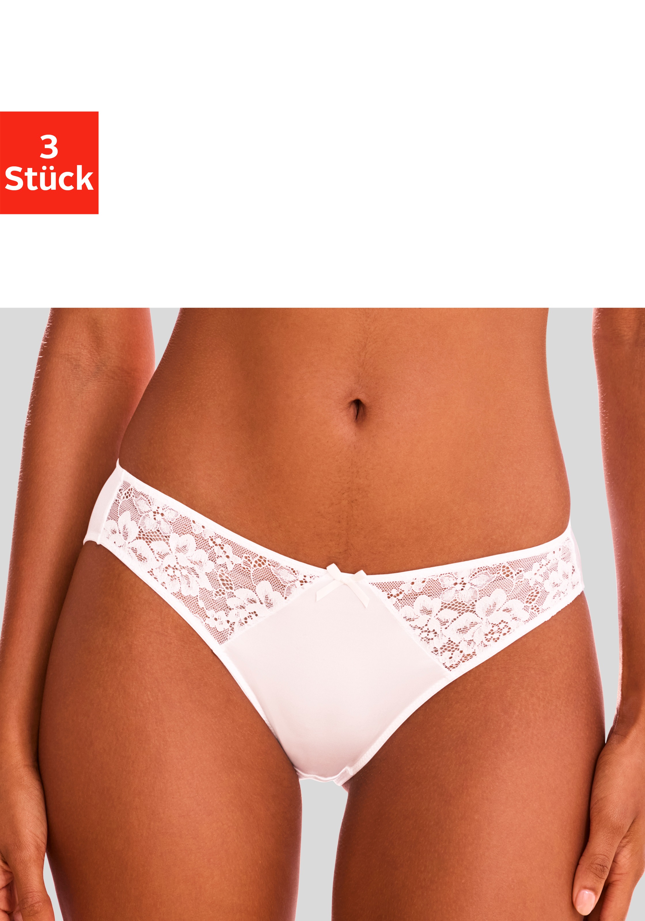 petite fleur Slip Packung, 3 Stück,  mit Spitzeneinsätzen