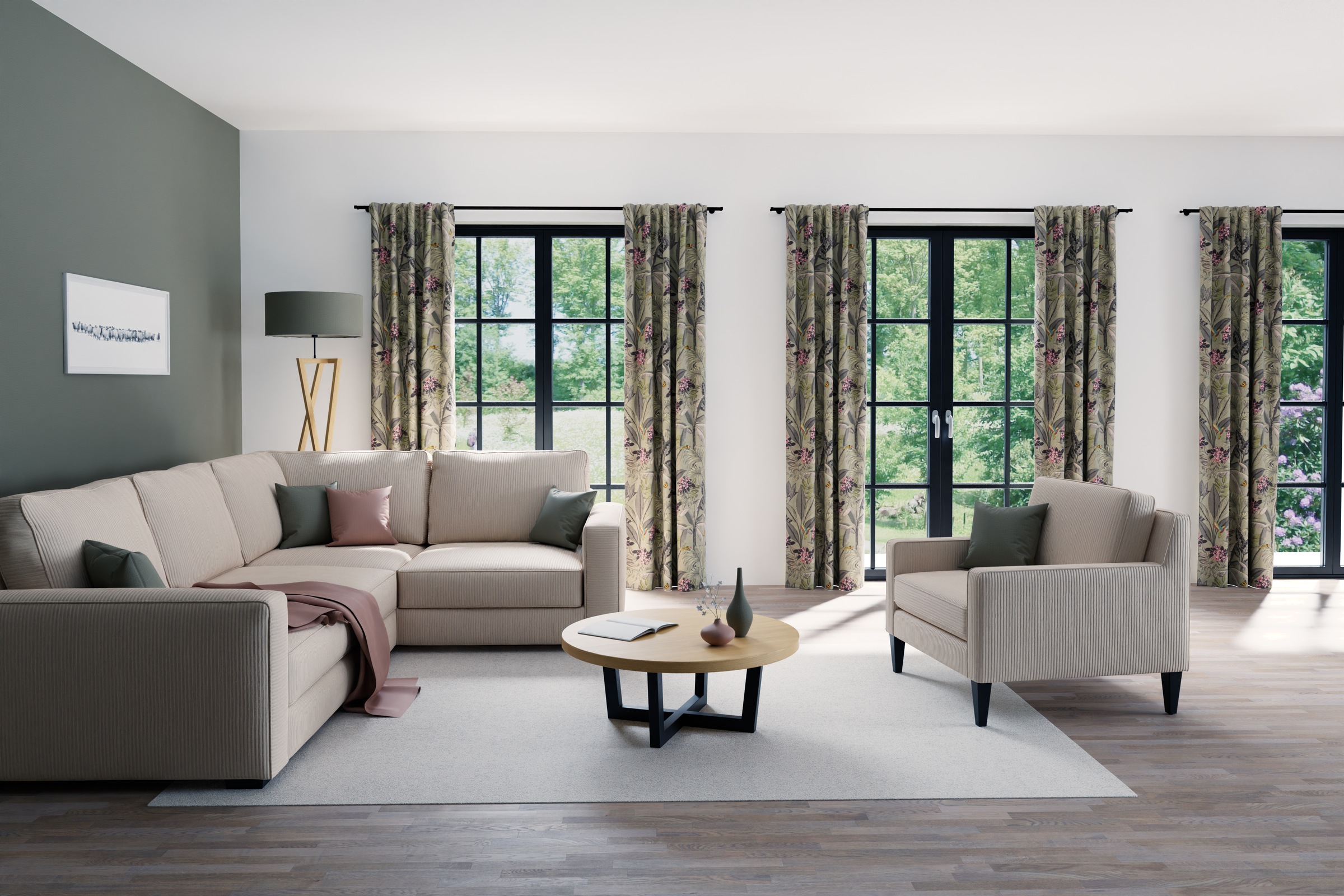 HOMING Vorhang »Kelani«, (1 St.), blickdicht, floral, Blumen, Wohnzimmer, Schlafzimmer
